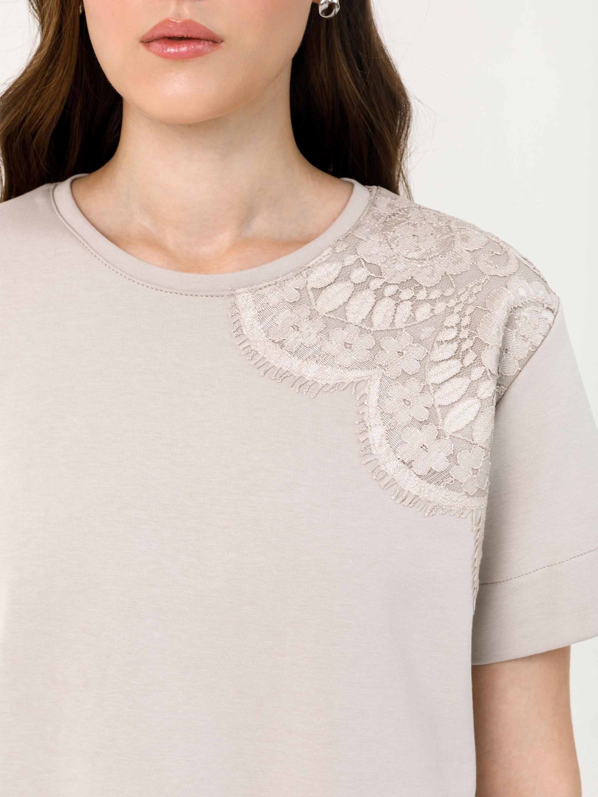 Блуза бежевая с кружевом Priz(фото5)