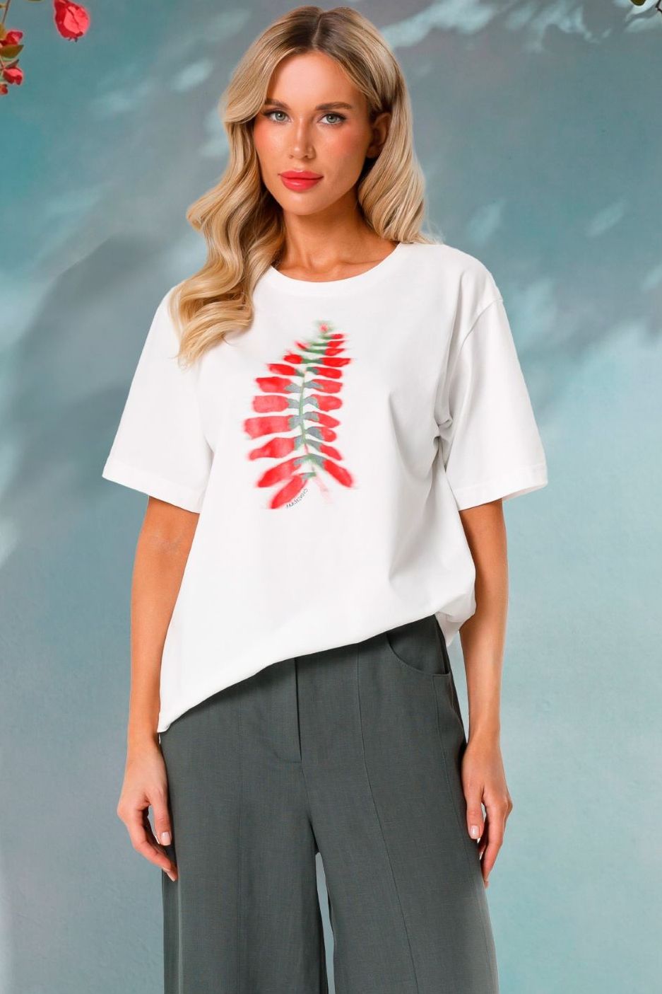 Футболка молочного цвета с принтом Priz