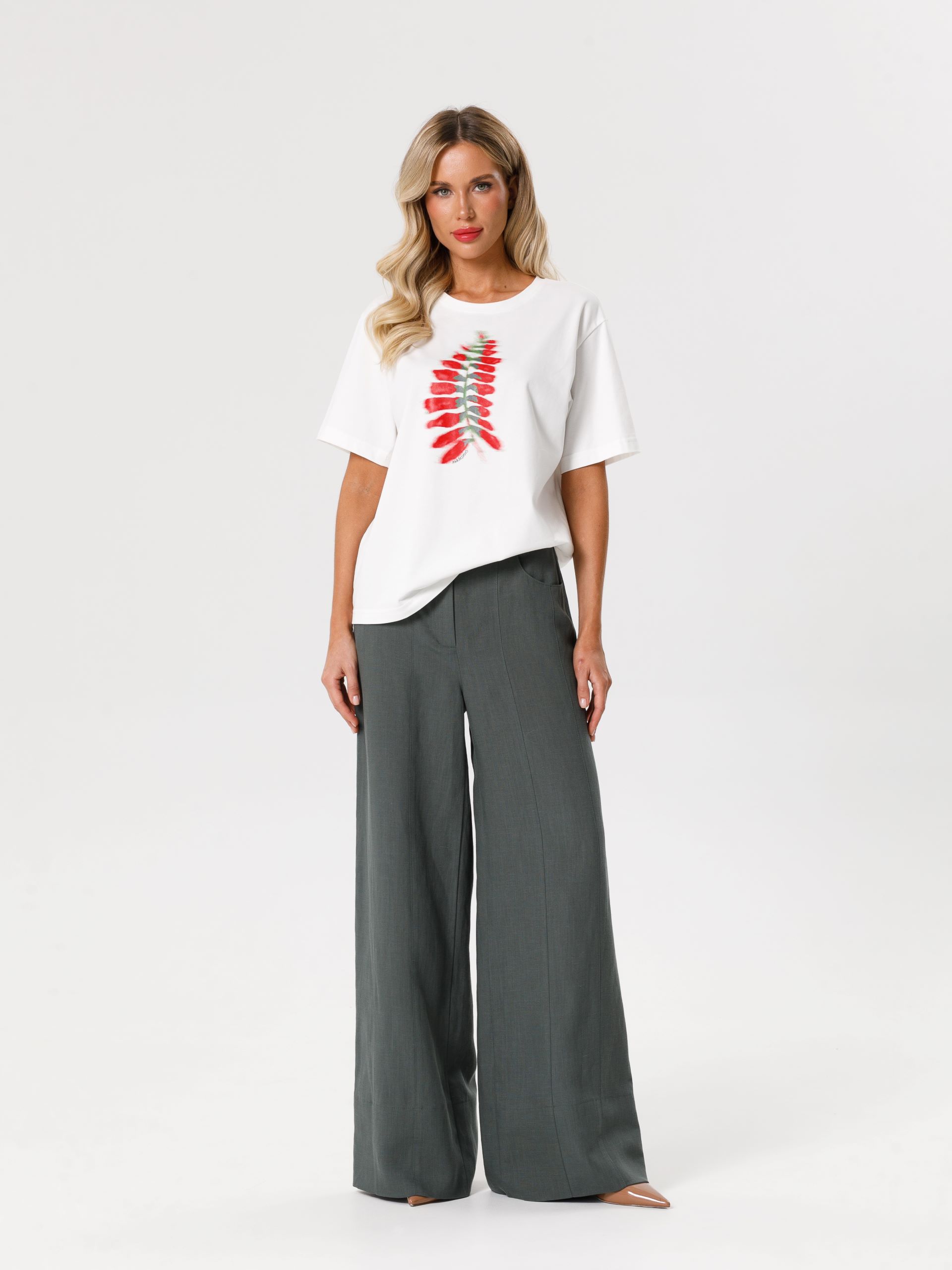 Футболка молочного цвета с принтом Priz(фото2)