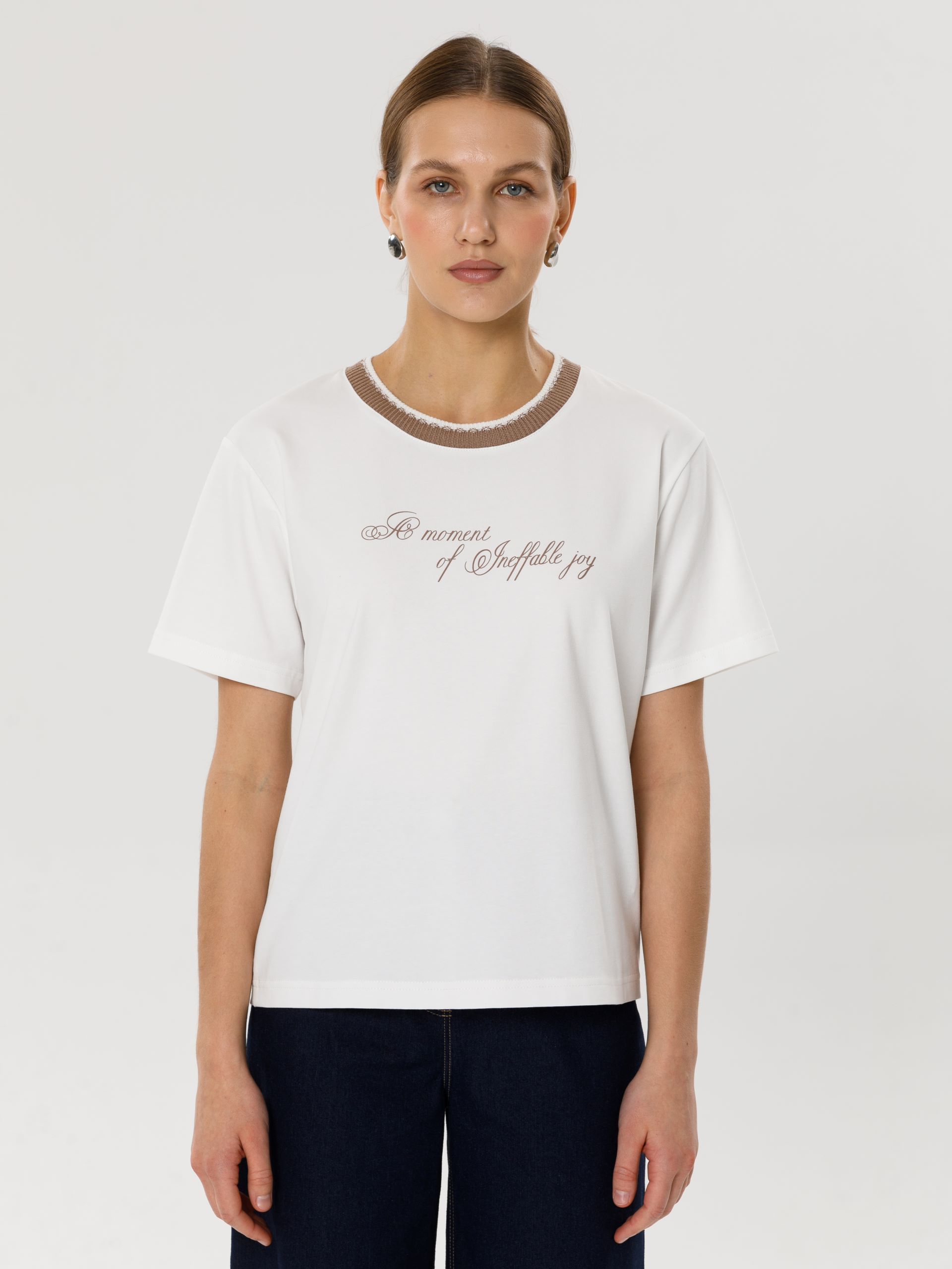 Футболка молочного цвета с принтом Priz(фото2)