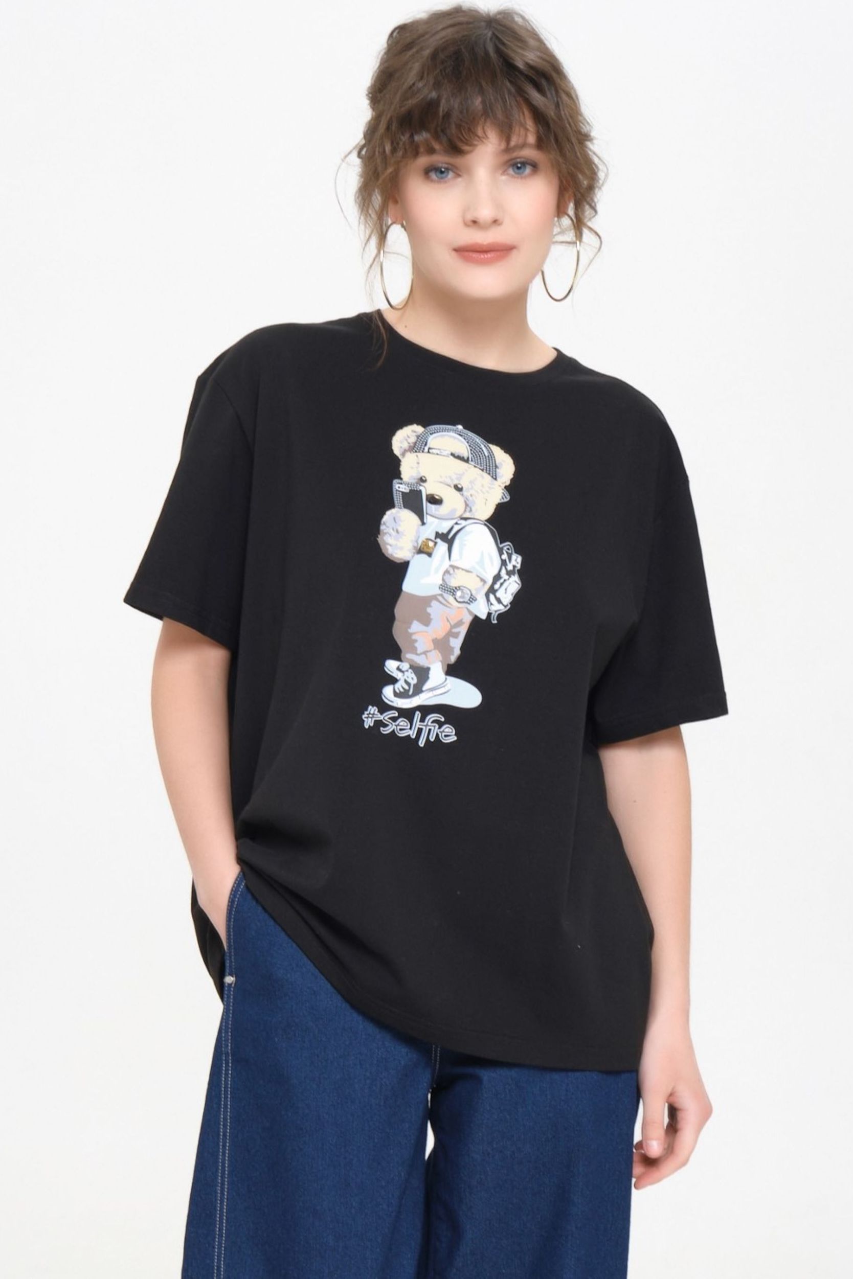 Футболка чёрная оверсайз с принтом Priz