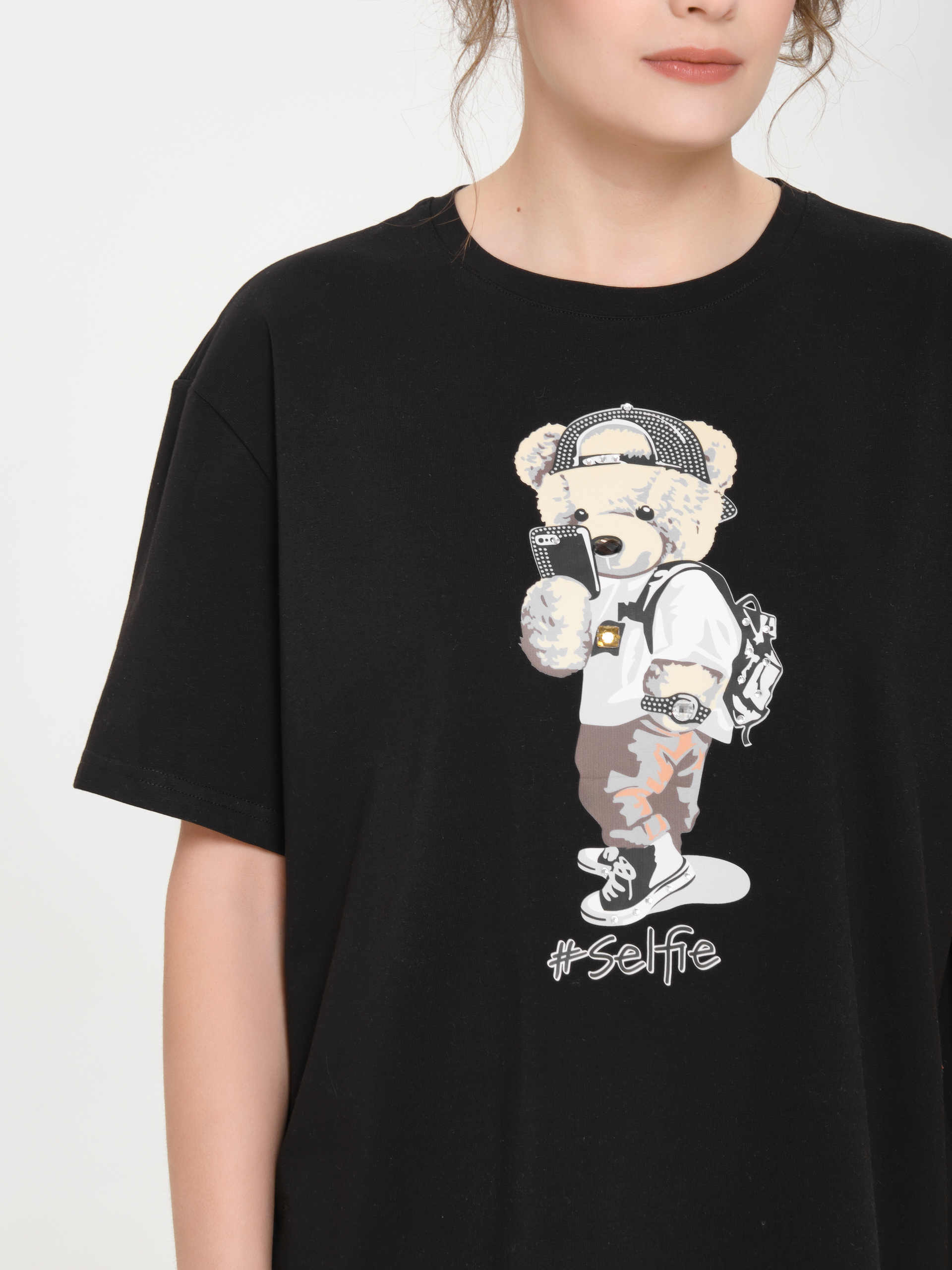 Футболка чёрная оверсайз с принтом Priz(фото4)