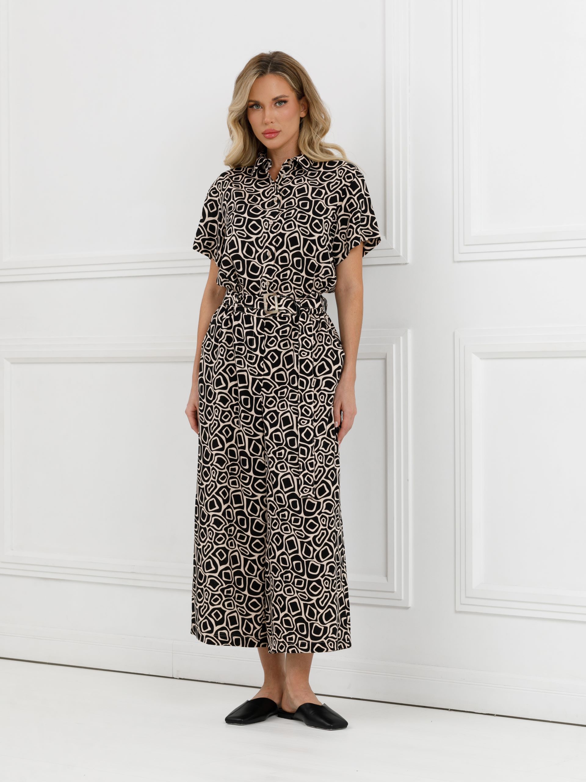 Комбинезон чёрный из вискозы с карманами Priz(фото5)