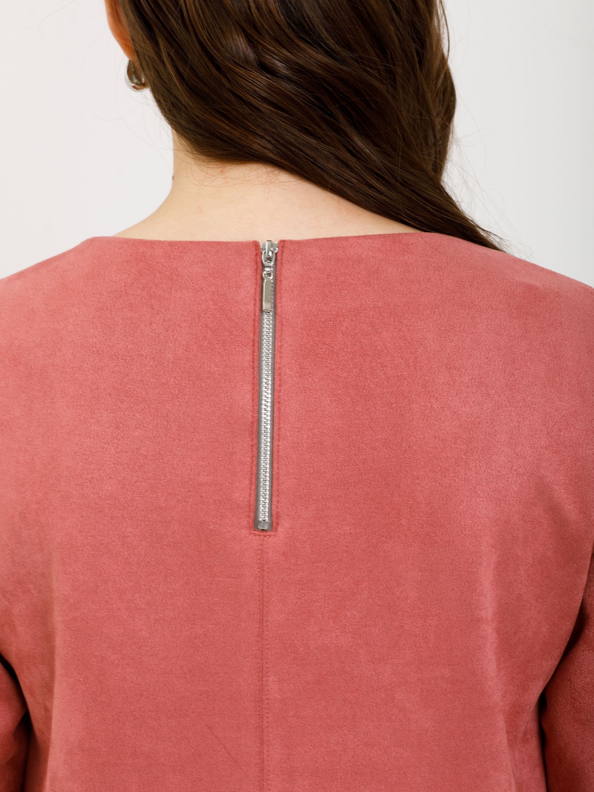 Платье розовое из искусственной замши Priz(фото6)