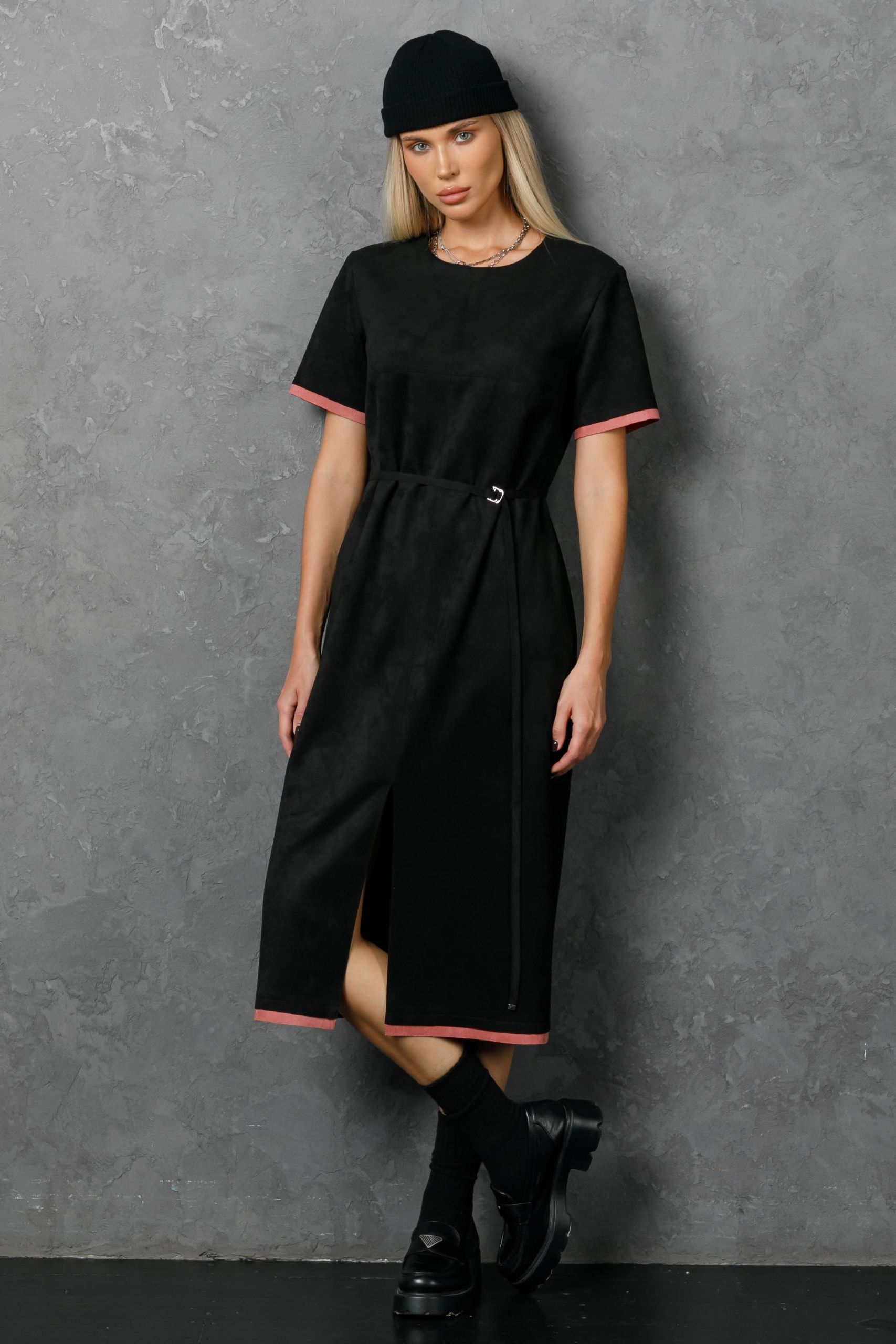 Платье чёрное из искусственной замши Priz