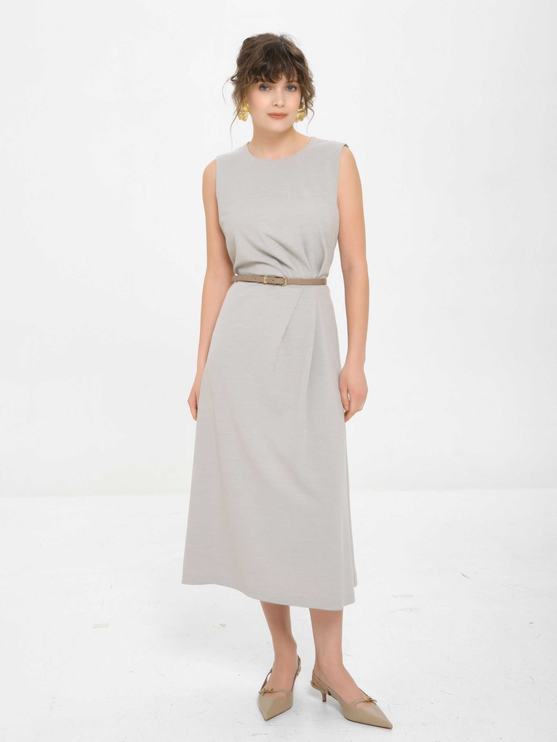 Платье без рукавов бежевое Priz(фото2)