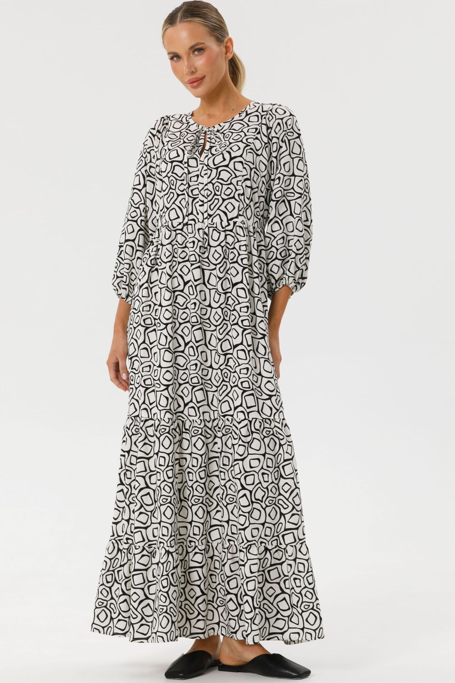 Платье ярусное с принтом Priz