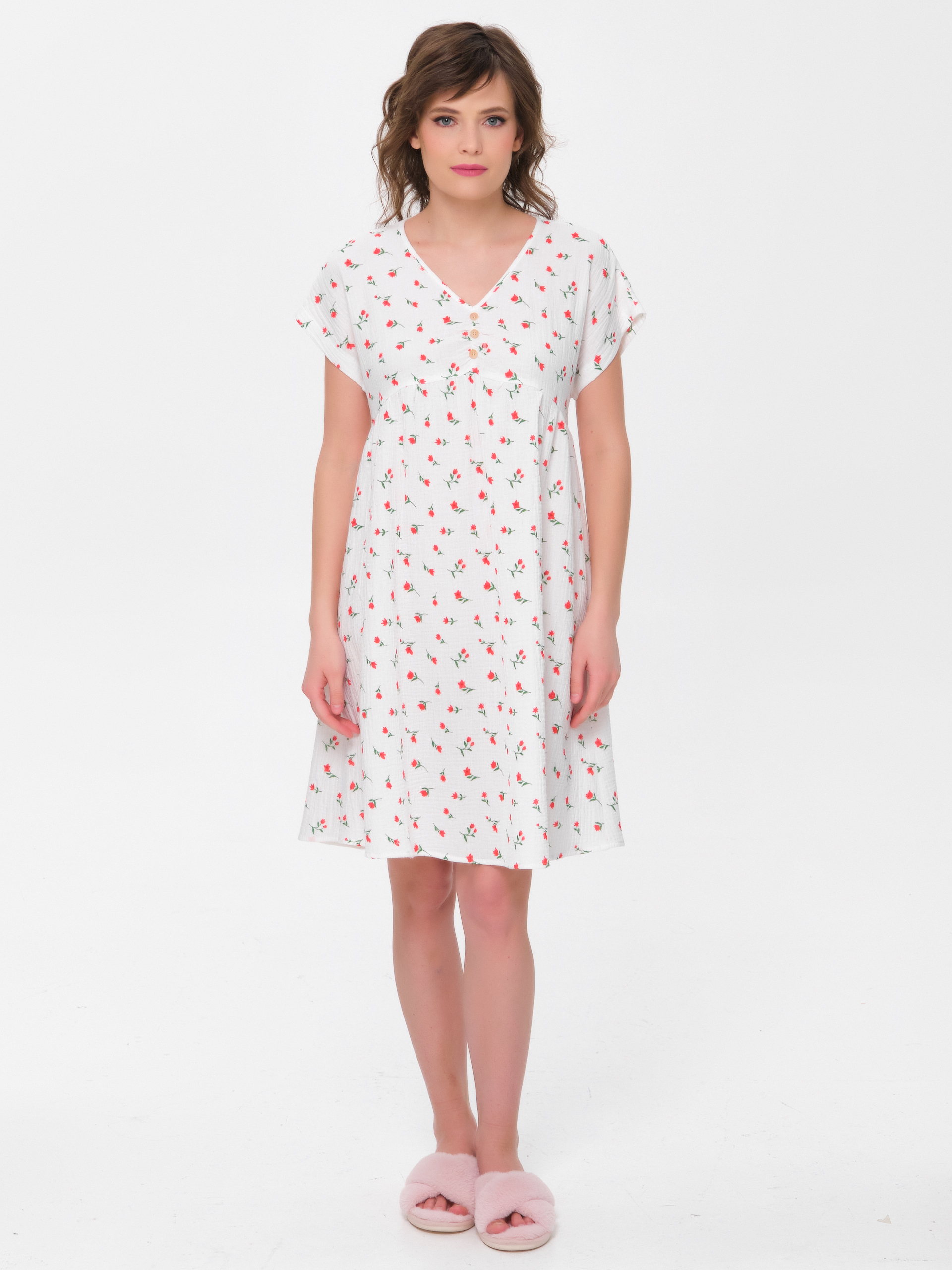 Платье домашнее из муслина с принтом Priz(фото4)