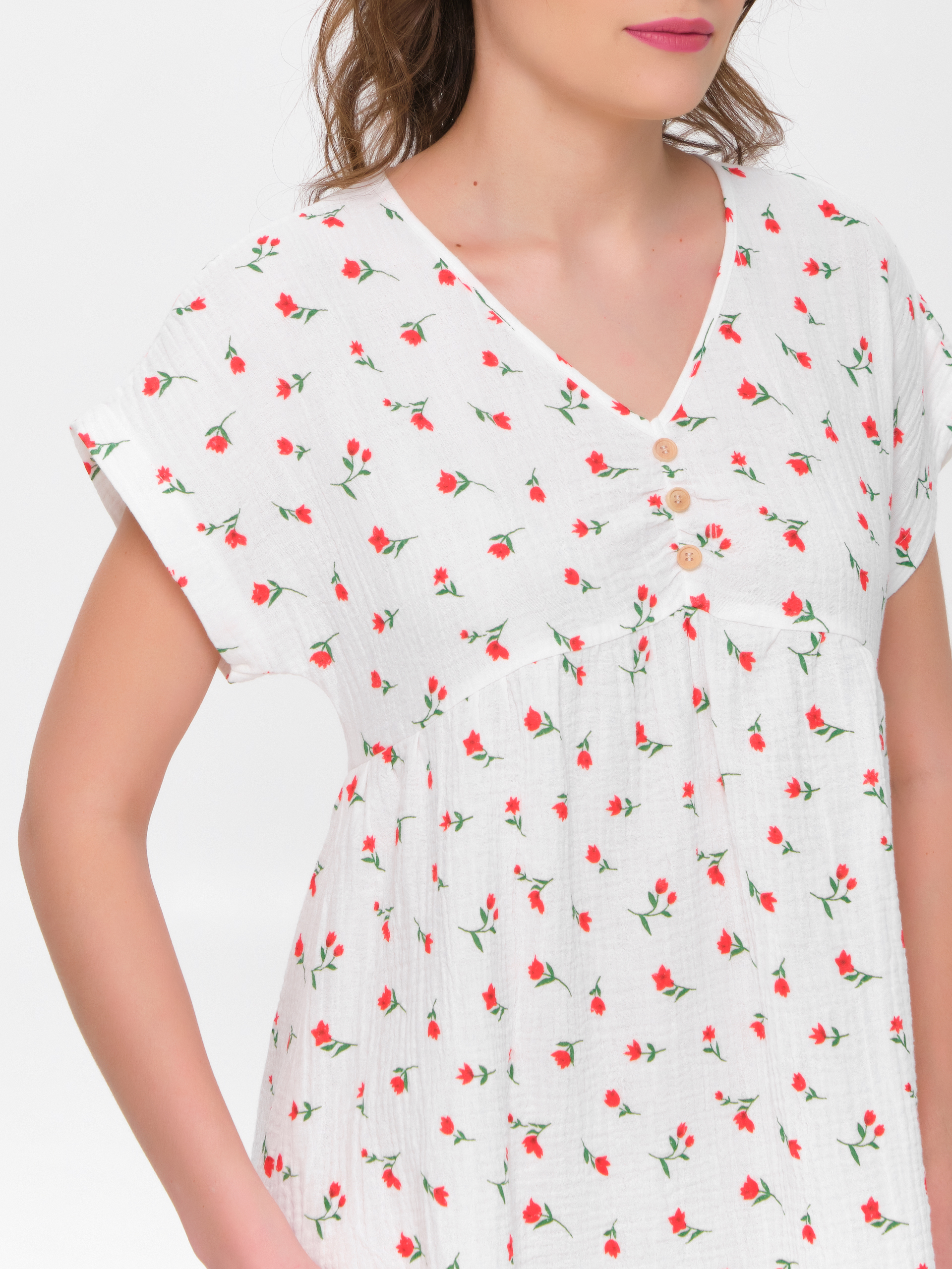 Платье домашнее из муслина с принтом Priz(фото3)