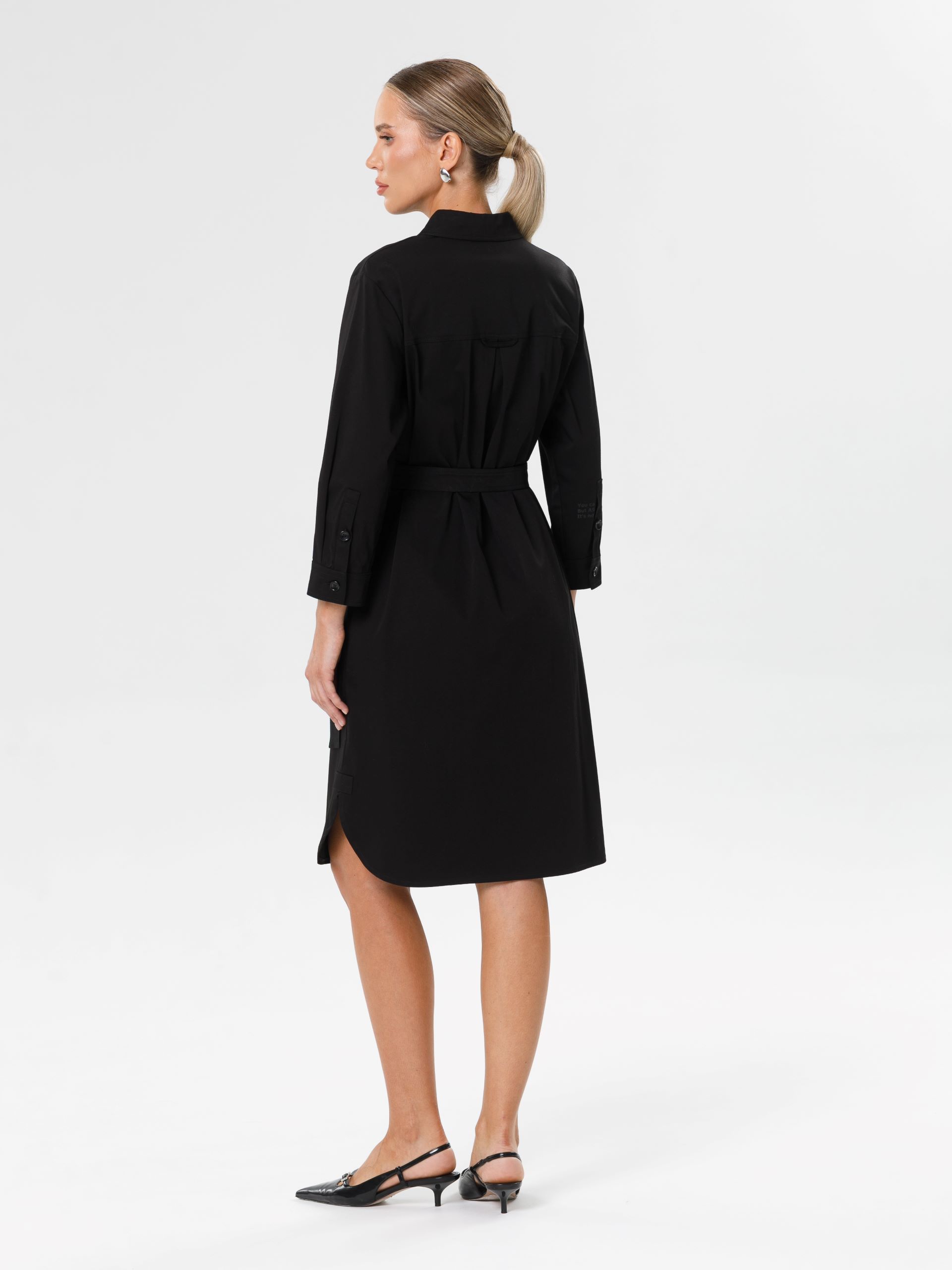 Платье-рубашка чёрное с поясом Priz(фото7)