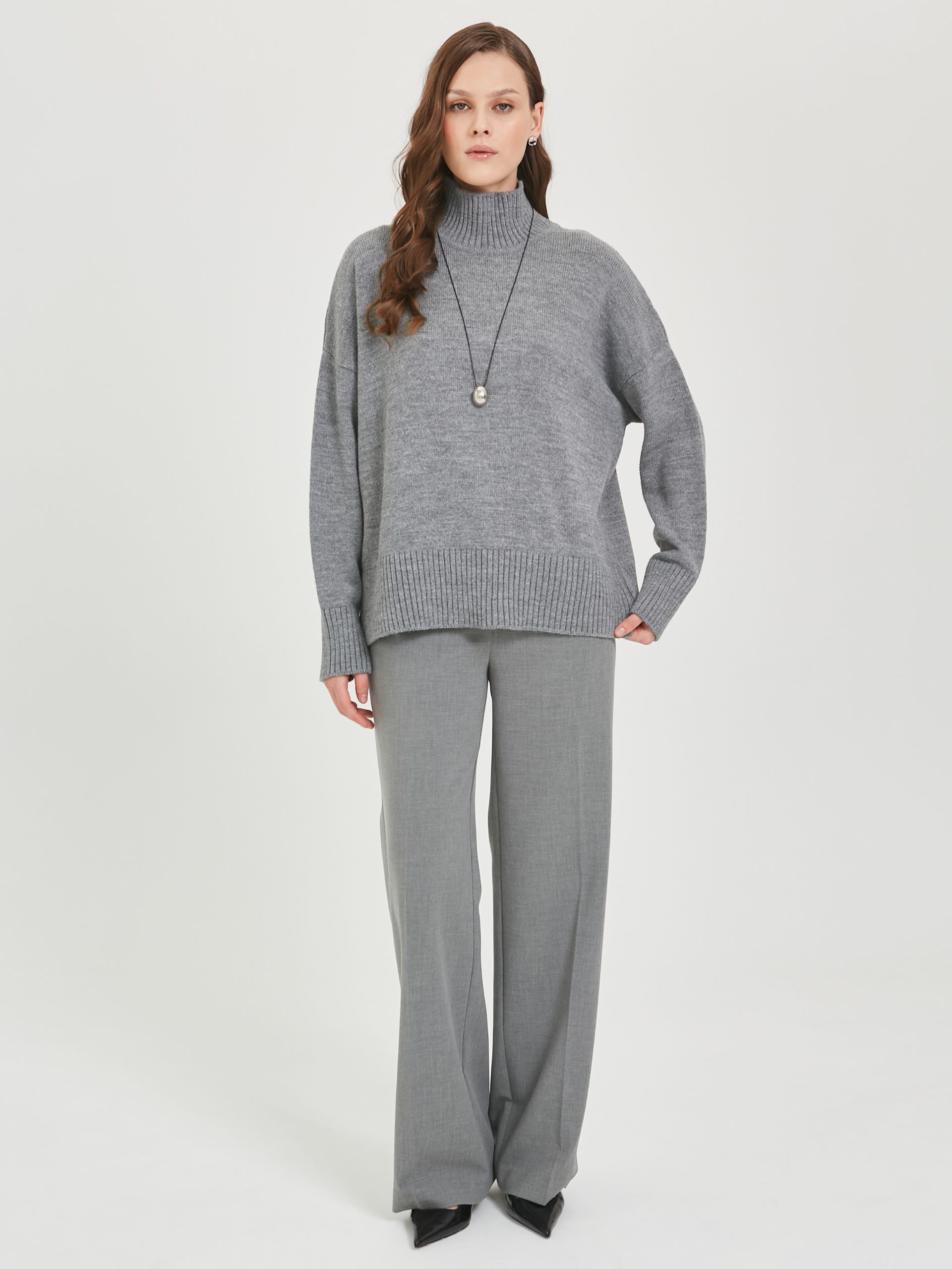 Свитер вязаный серый оверсайз Priz(фото2)