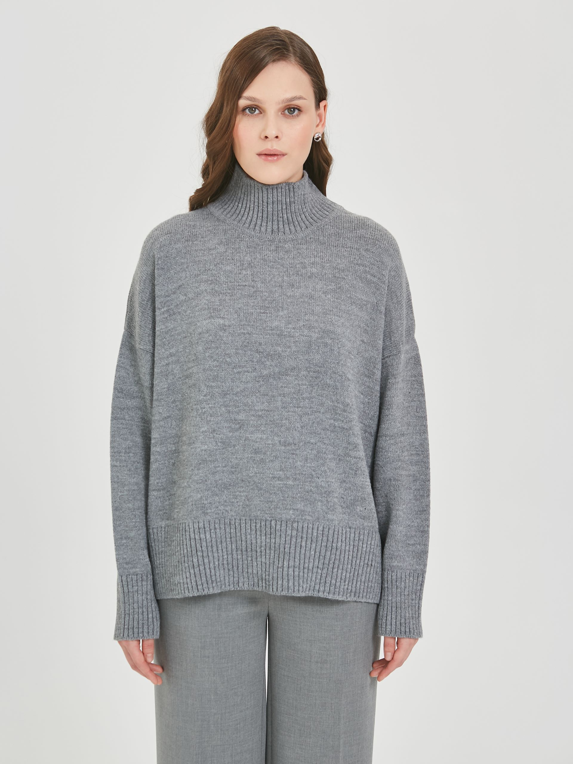 Свитер вязаный серый оверсайз Priz(фото3)