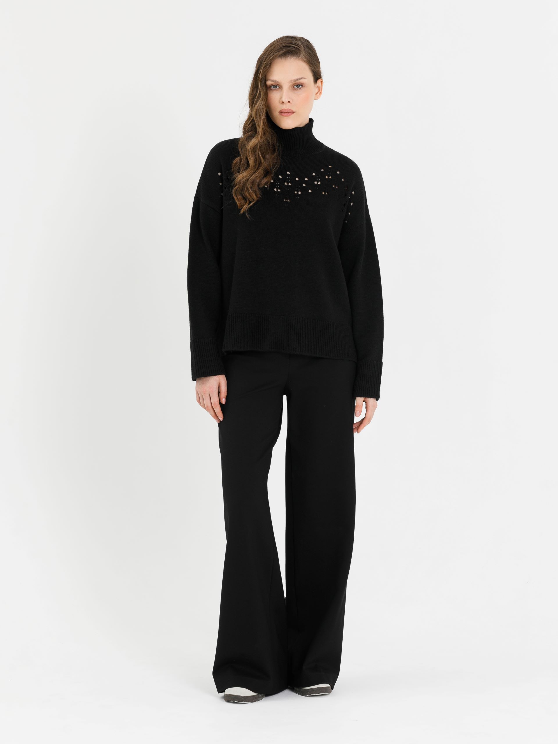 Свитер чёрный вязаный с ажурным рисунком Priz(фото5)