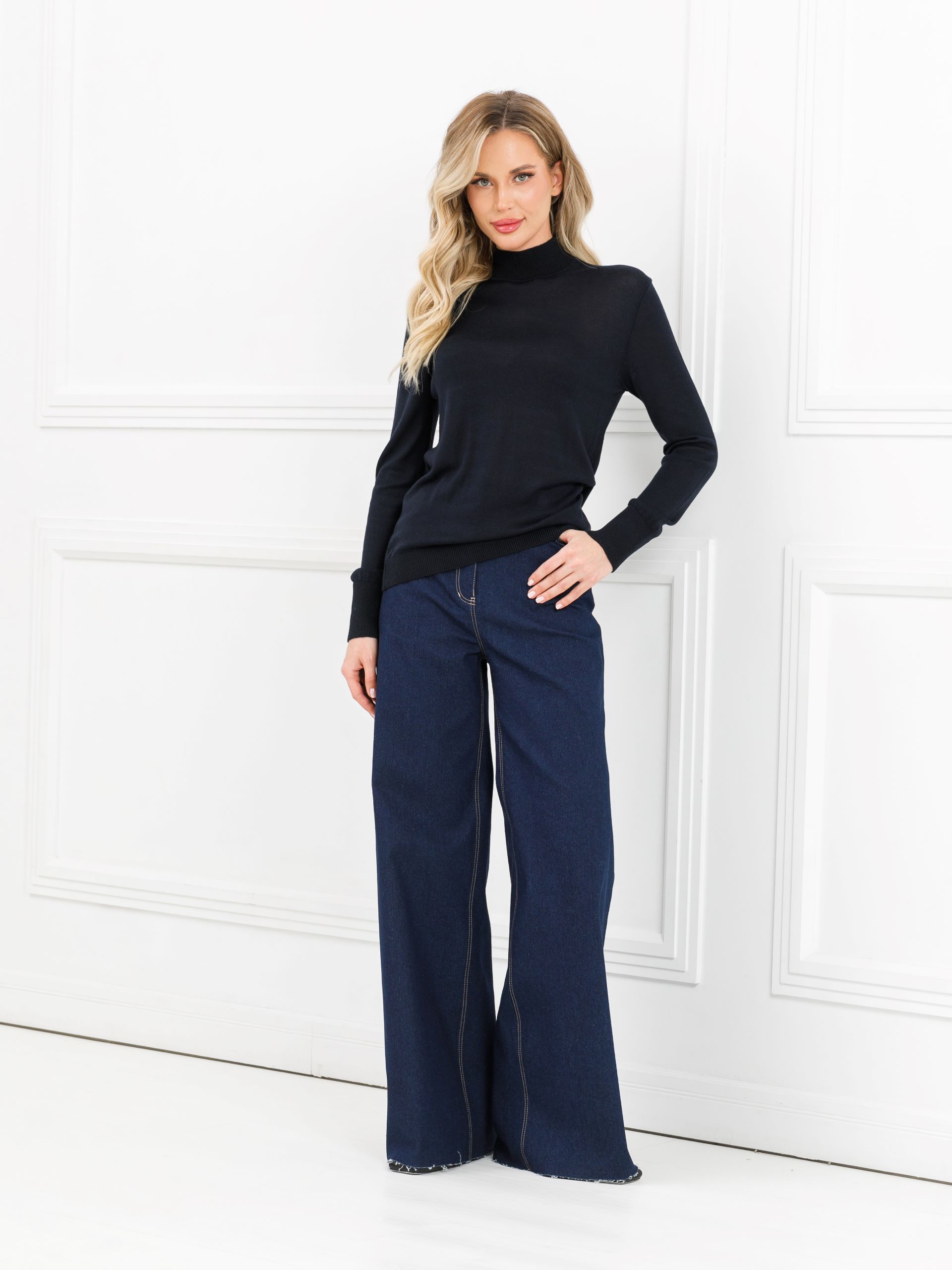 Водолазка вязаная тёмно-синяя Priz(фото2)