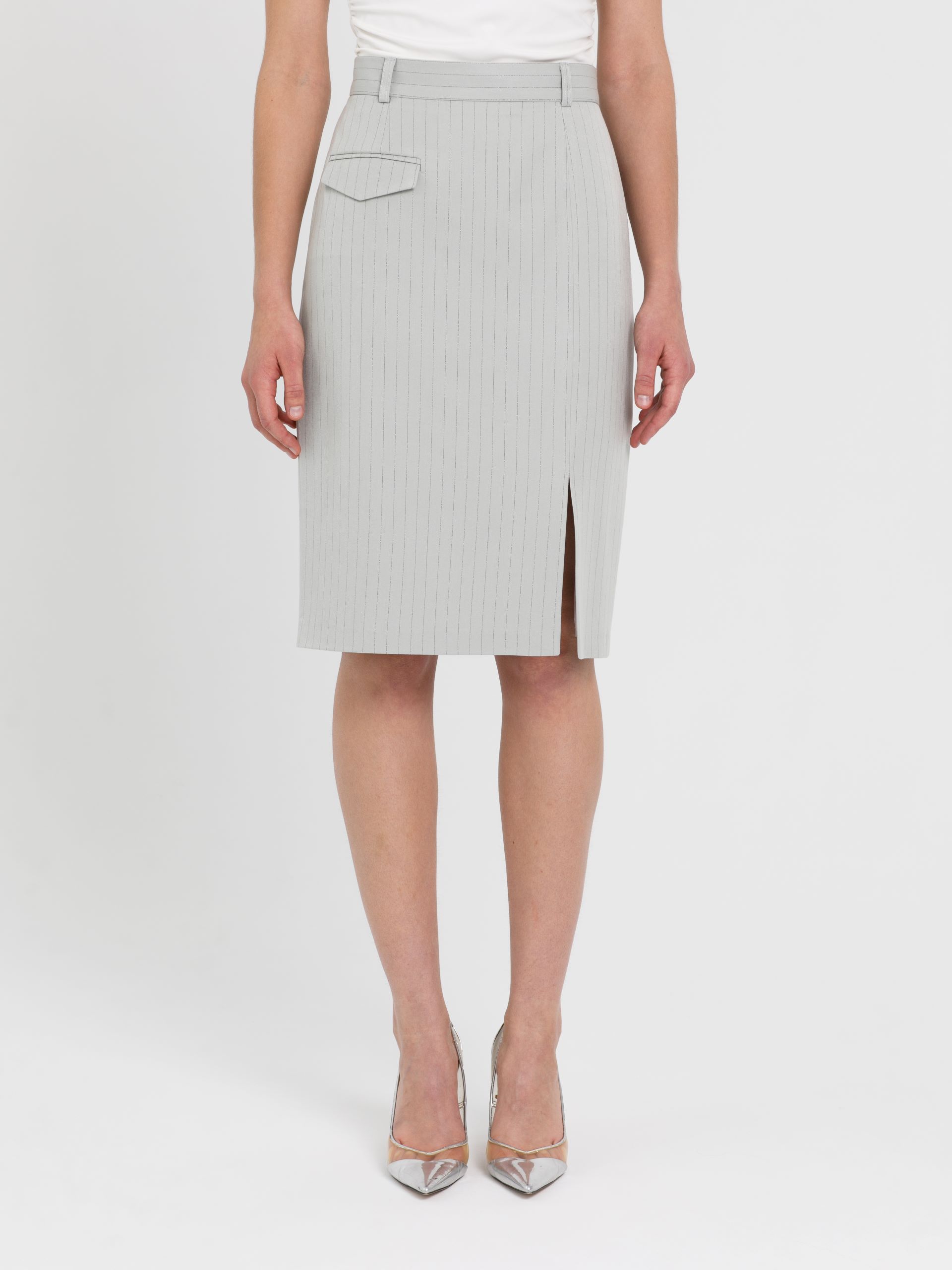 Юбка бледно-зелёная в тонкую полоску Priz(фото3)