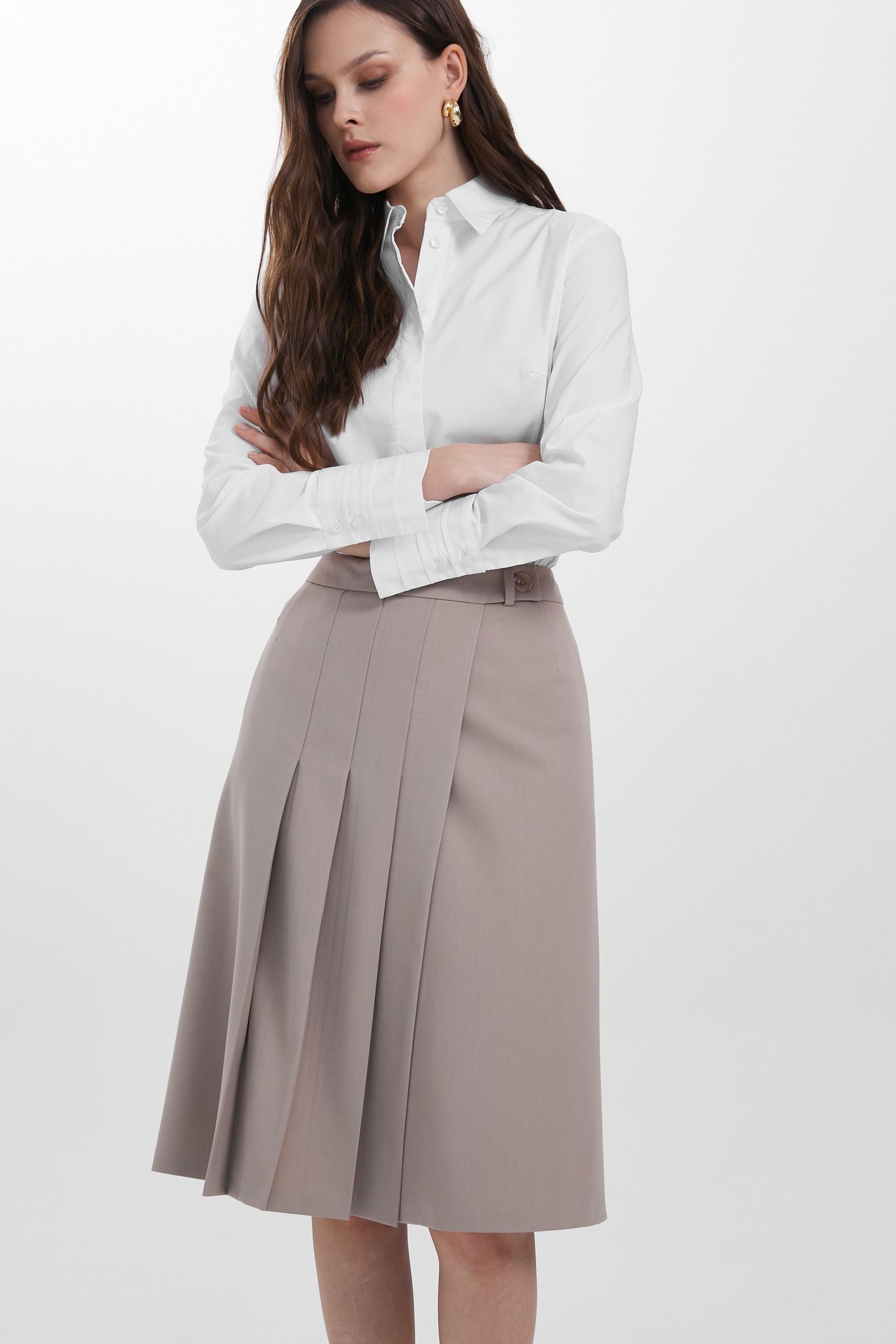 Юбка миди бежевая с запахом Priz