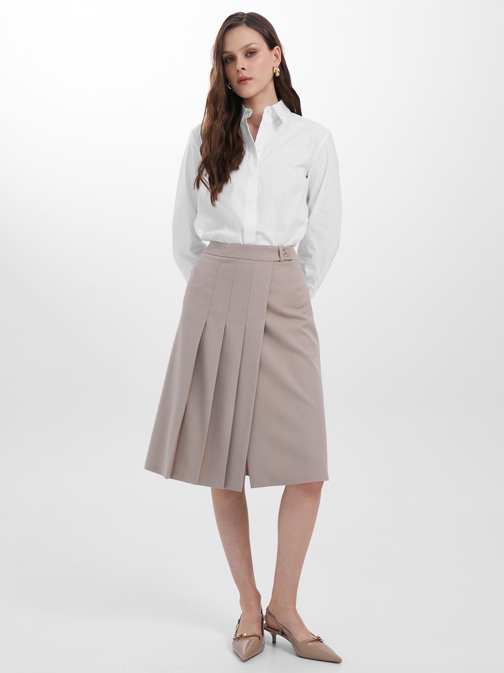 Юбка миди бежевая с запахом Priz(фото2)