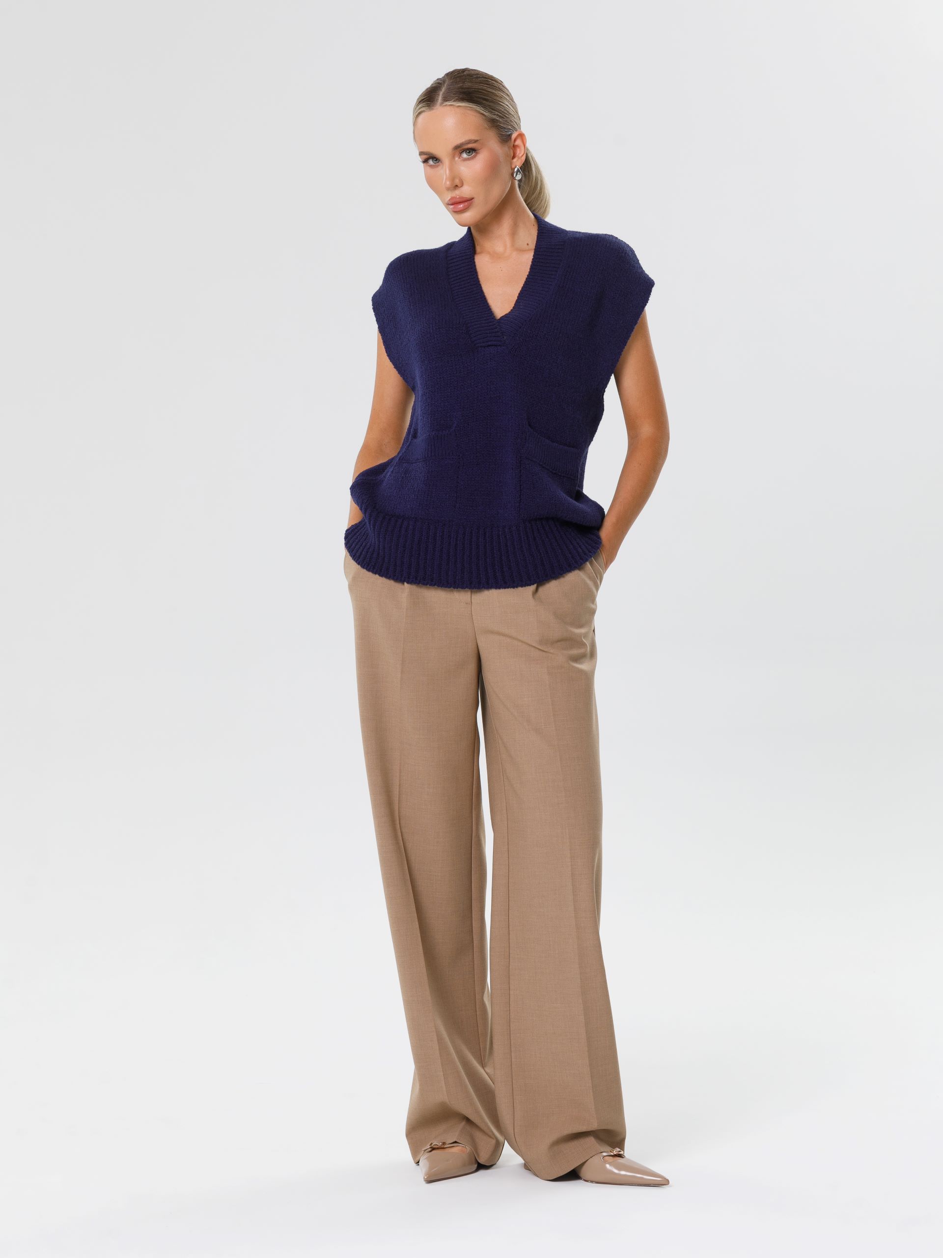 Жилет вязаный тёмно-синий Priz(фото2)