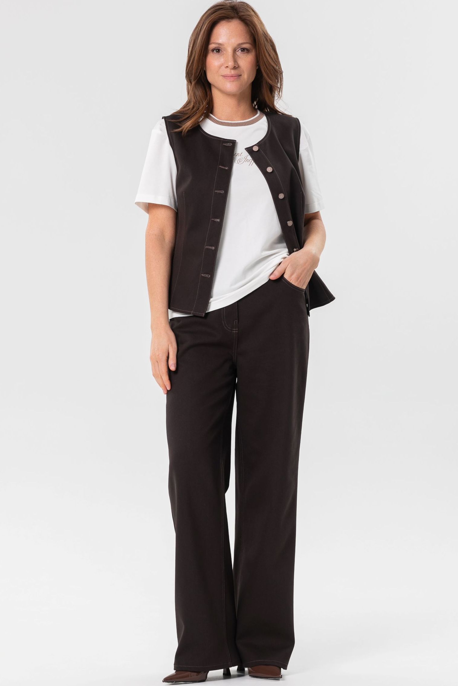 Джинсы прямые в цвете чёрный кофе Priz