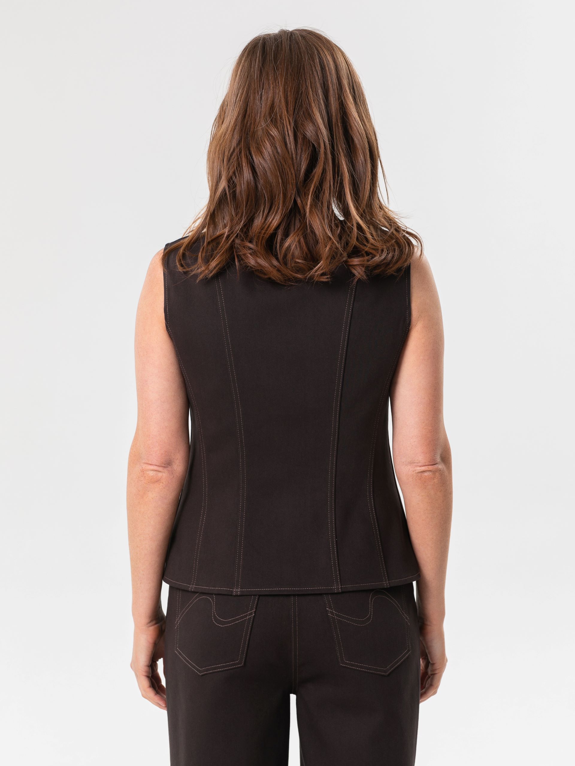 Жилет из хлопка в цвете чёрный кофе Priz(фото6)