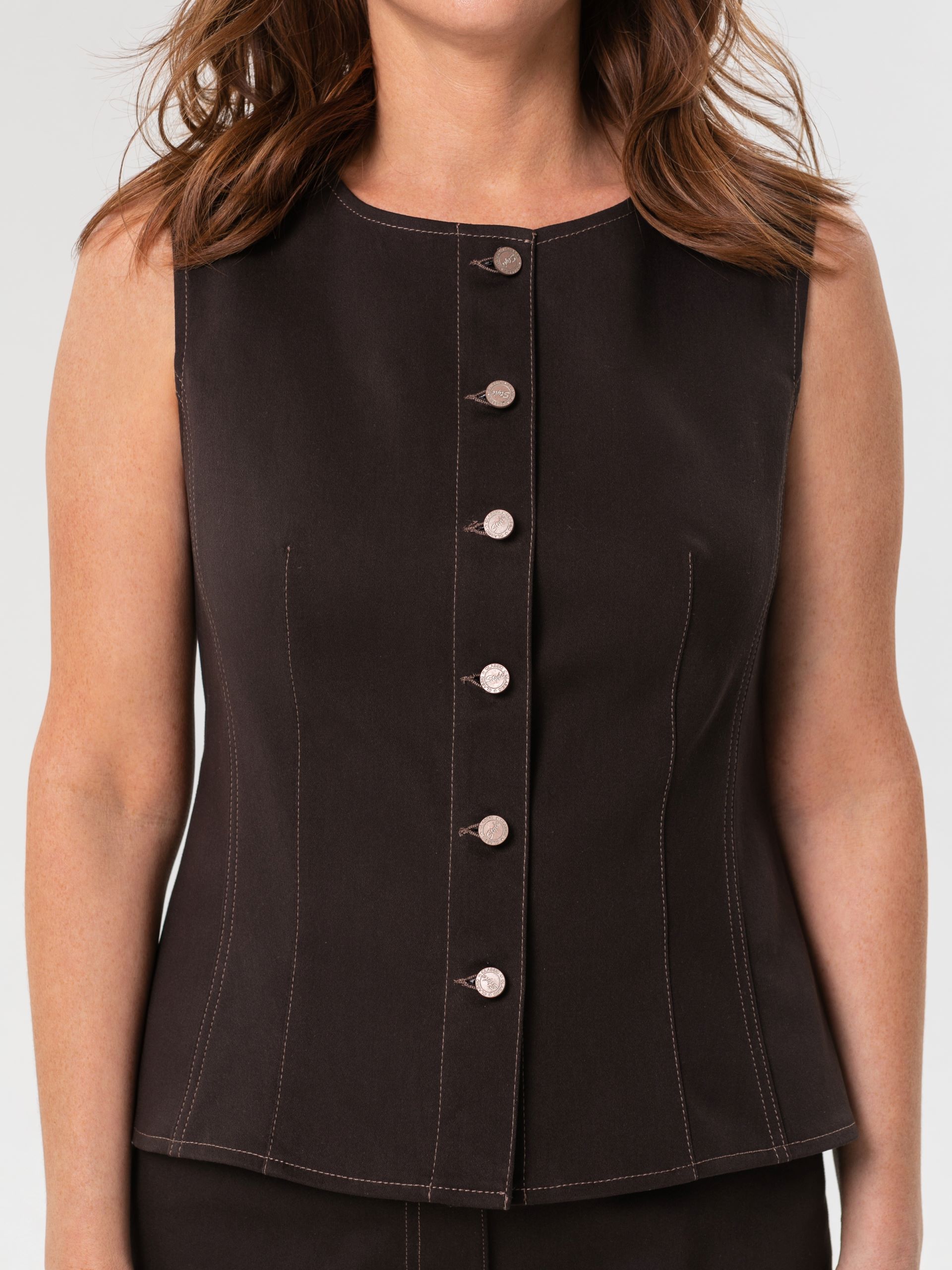 Жилет из хлопка в цвете чёрный кофе Priz(фото5)