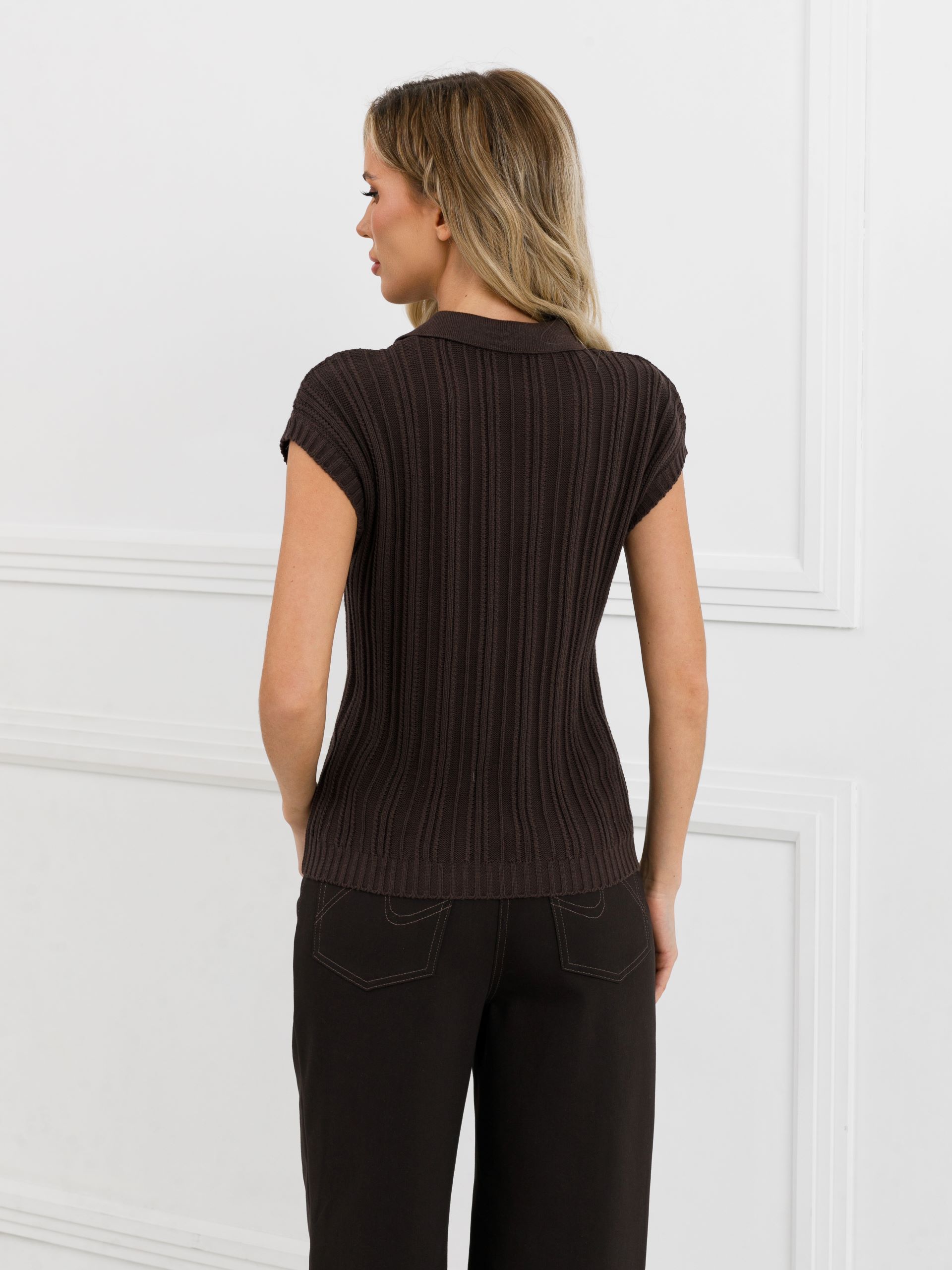 Жилет вязаный коричневый Priz(фото5)