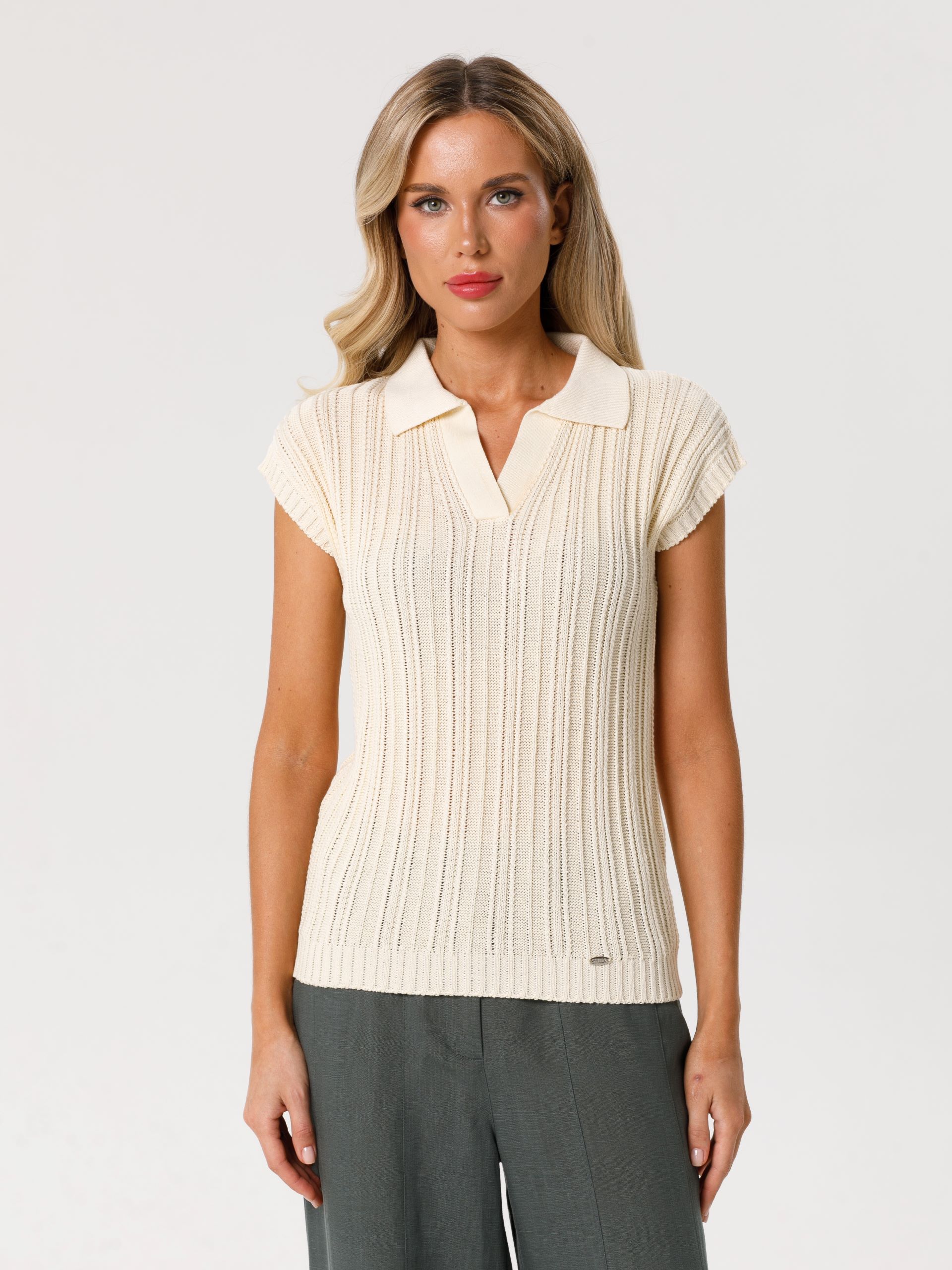 Жилет вязаный цвета слоновая кость Priz(фото3)