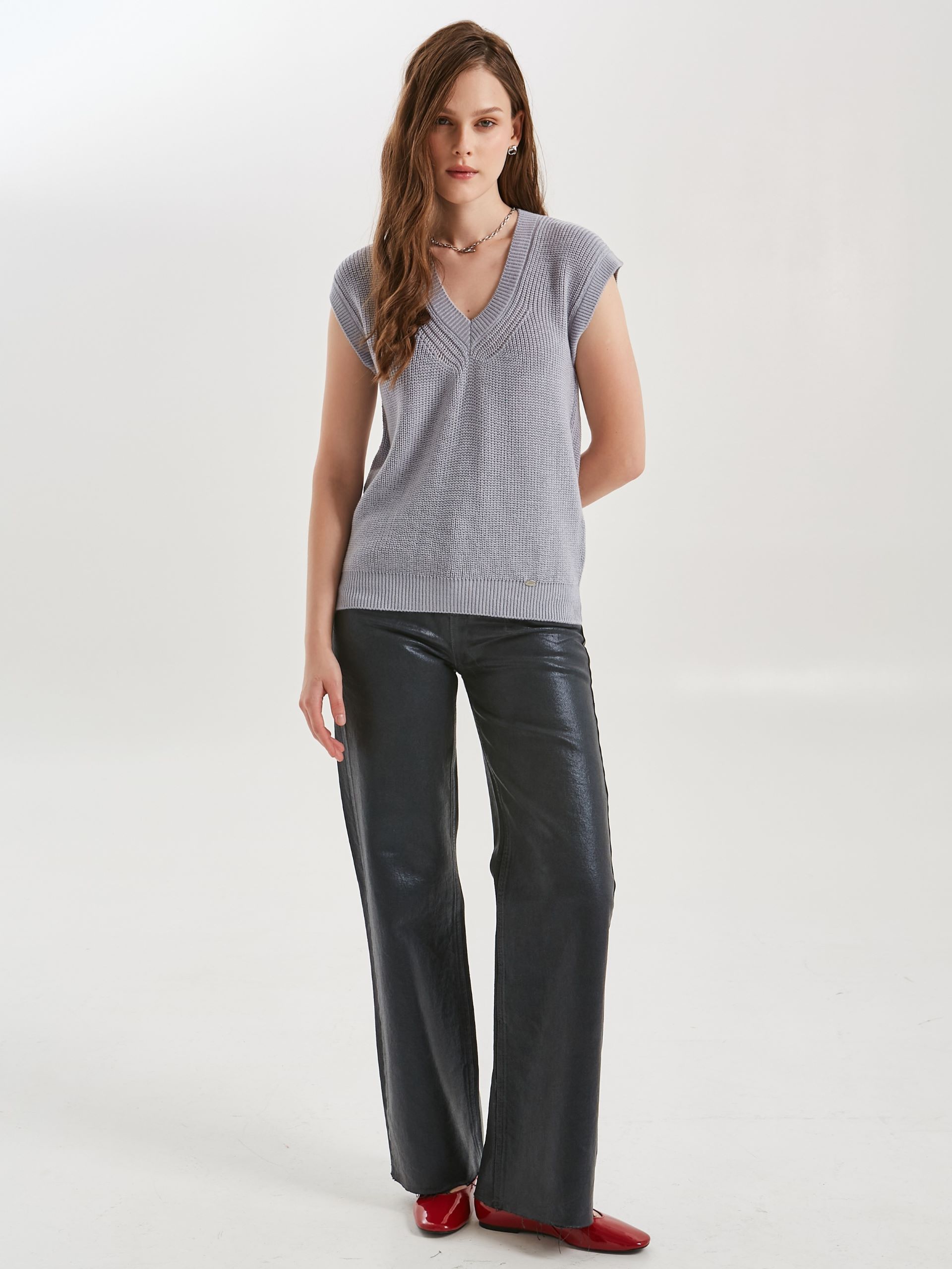 Жилет вязаный серого цвета Priz(фото6)