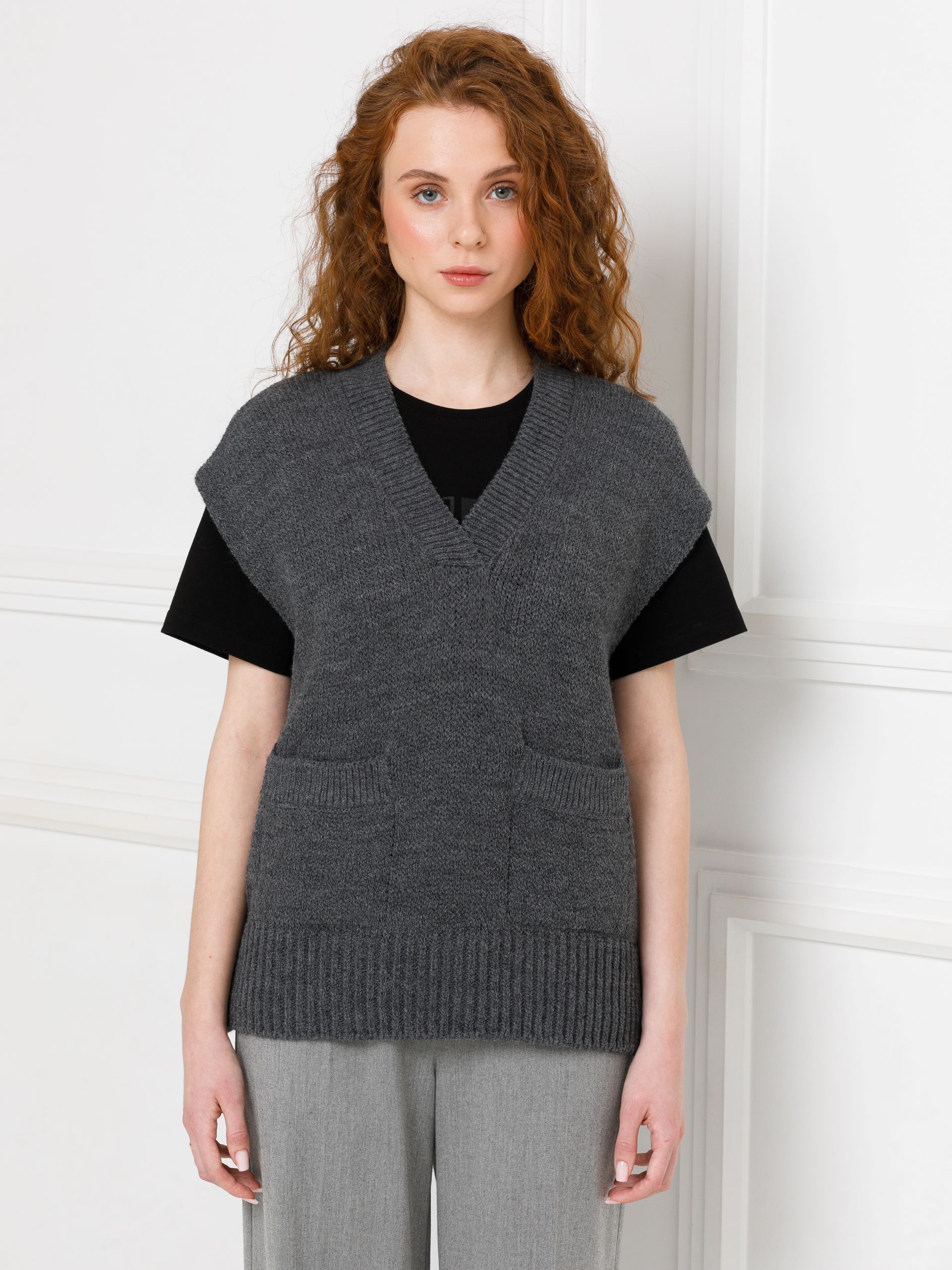 Жилет вязаный тёмно-серый Priz(фото4)