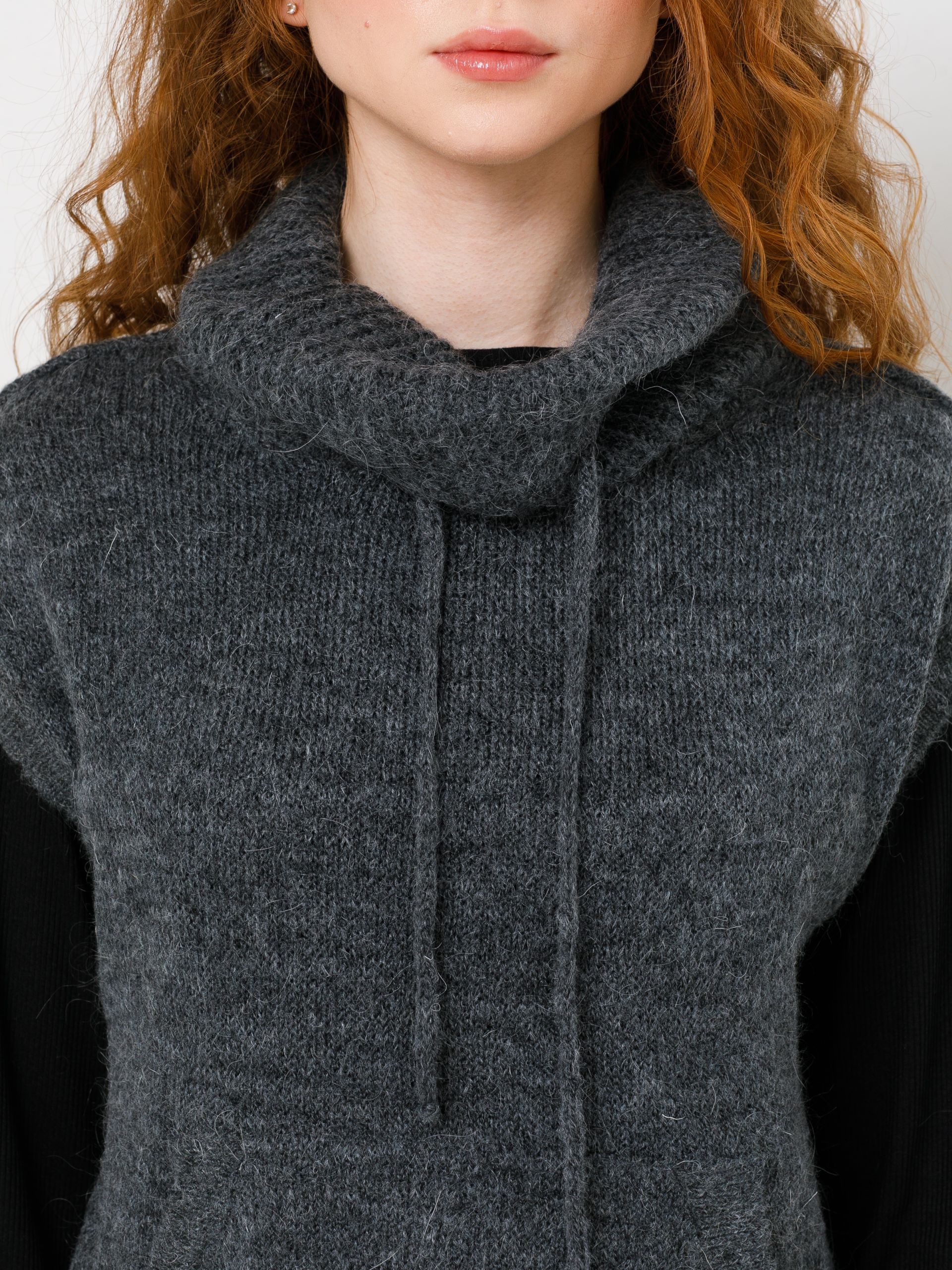 Жилет вязаный тёмно-серый Priz(фото4)