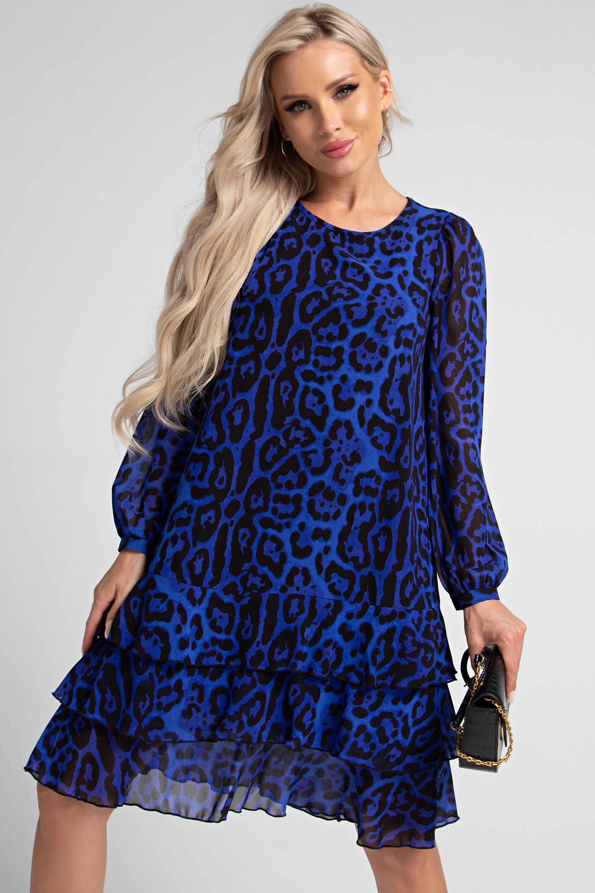Теплые платья на зиму леопард синий