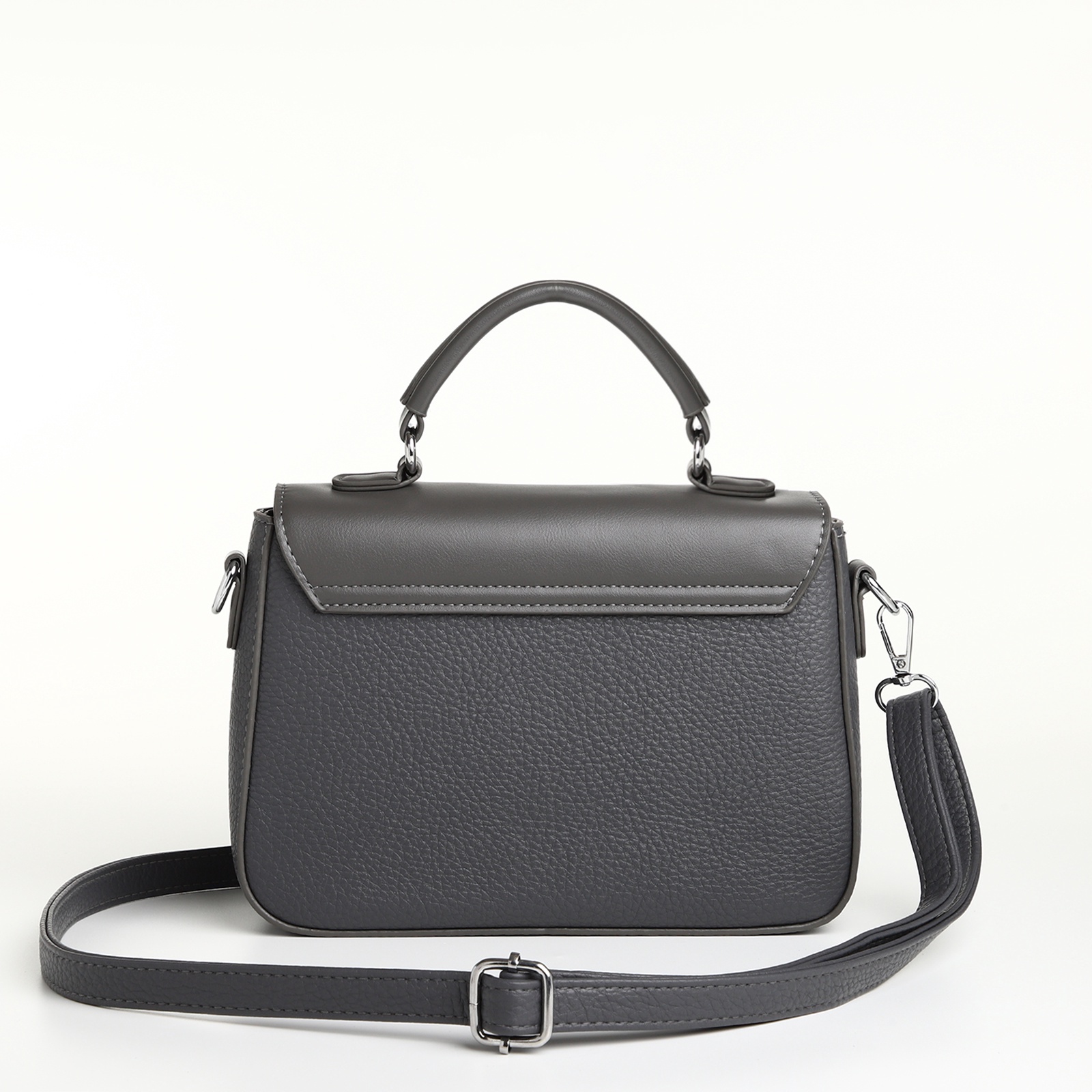 Сумка женская-мессенджер на клапане тёмно-серая Textura(фото7)