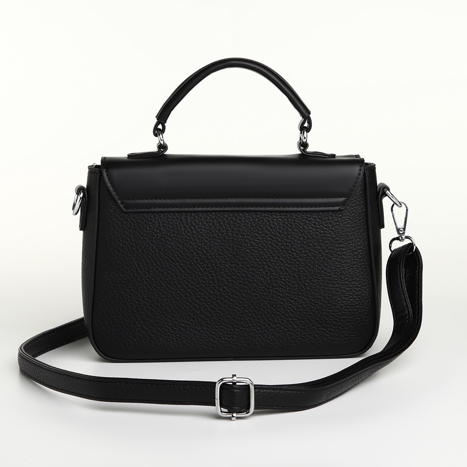 Сумка женская-мессенджер на клапане чёрная Textura(фото7)