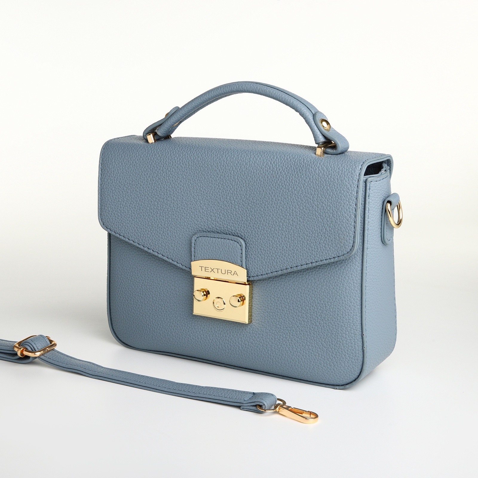 Сумка женская-мессенджер голубого цвета Textura(фото6)