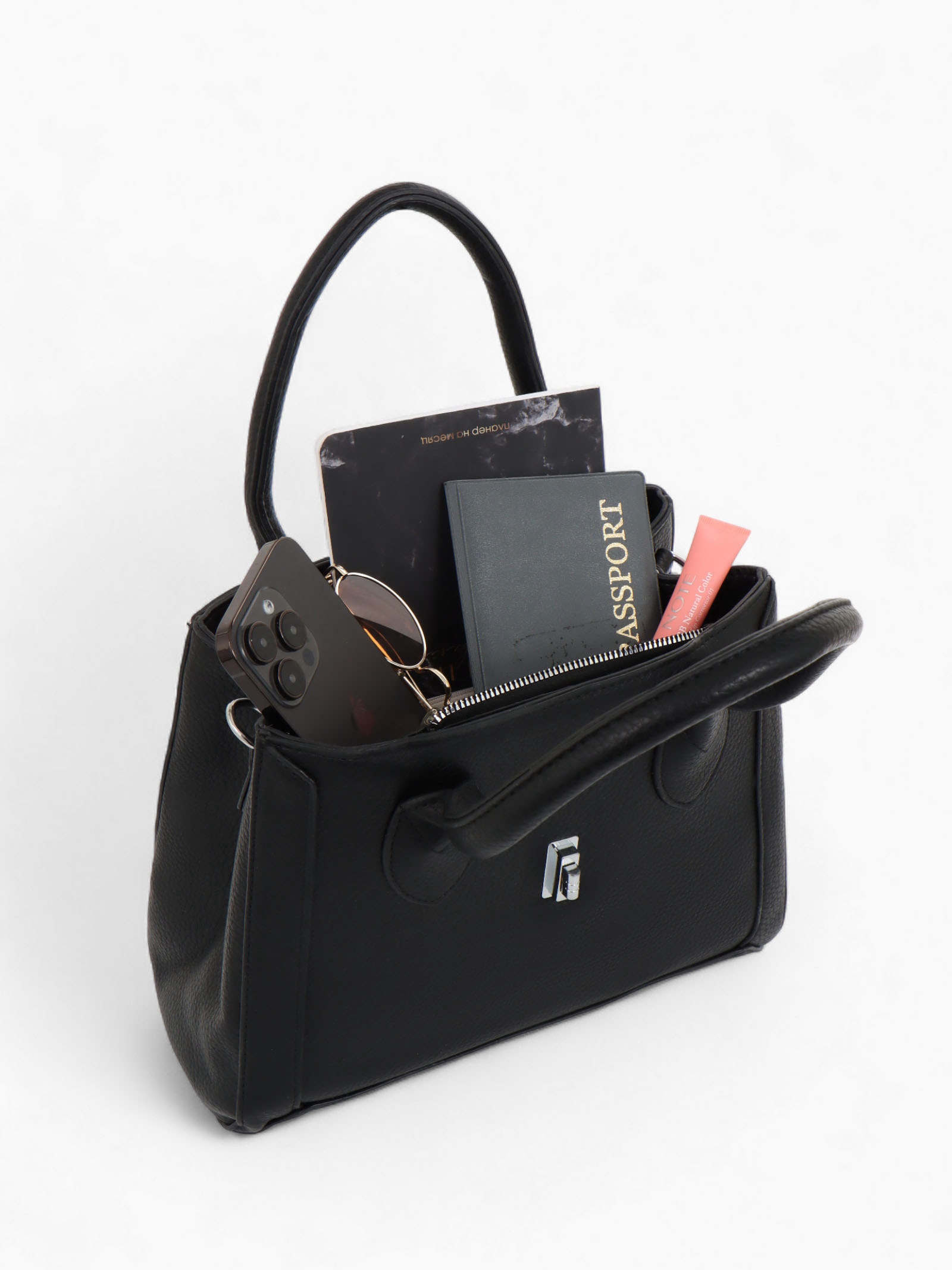 Сумка женская тоут чёрная на молнии Textura(фото6)