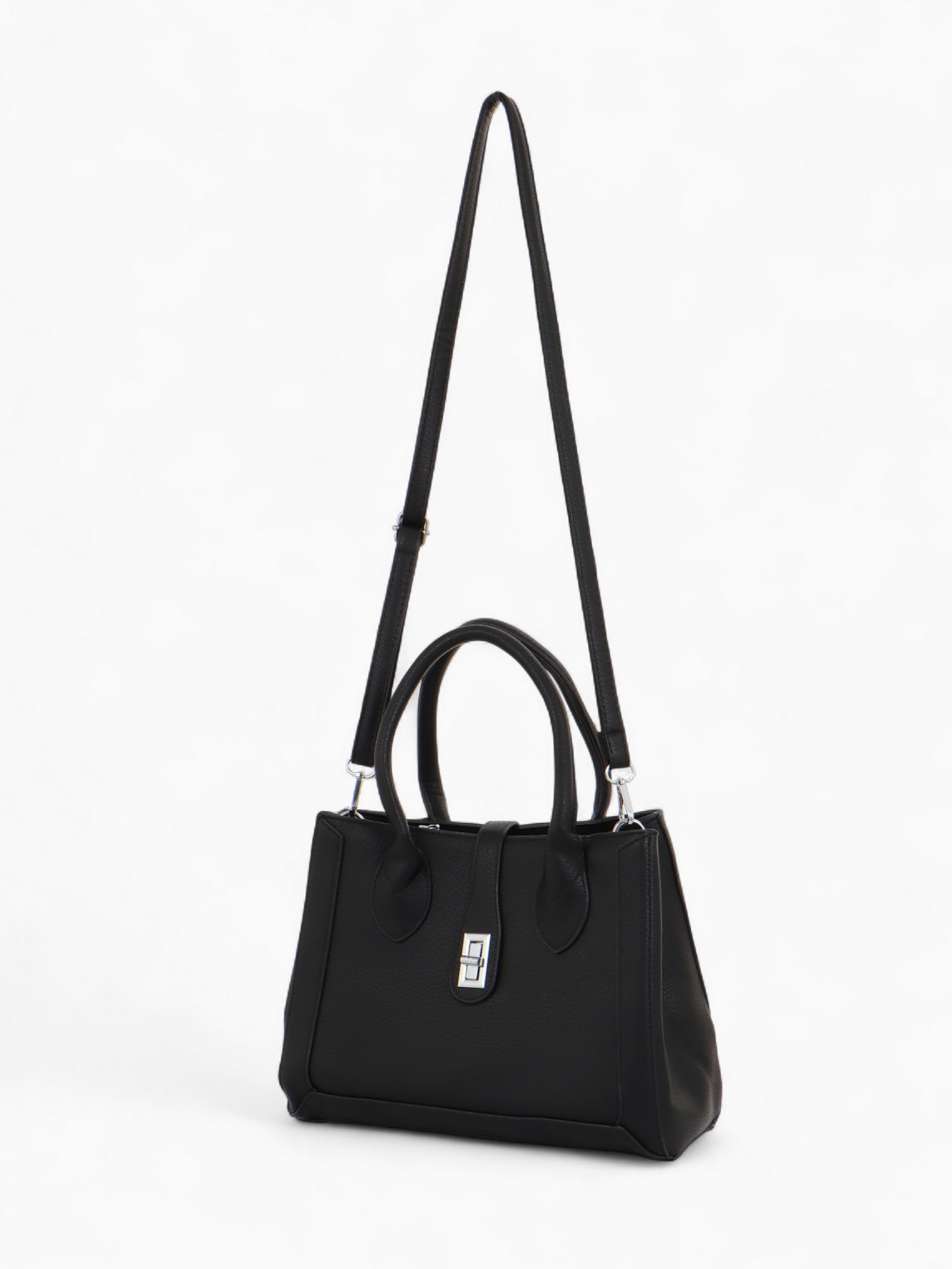 Сумка женская тоут чёрная на молнии Textura(фото5)