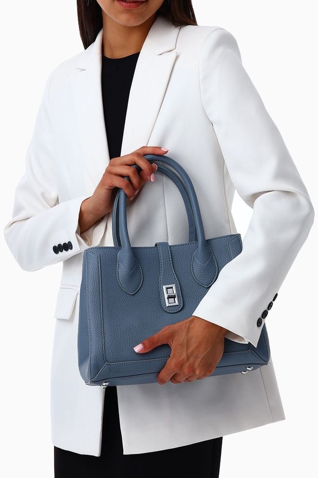 Сумка женская тоут синяя на молнии Textura