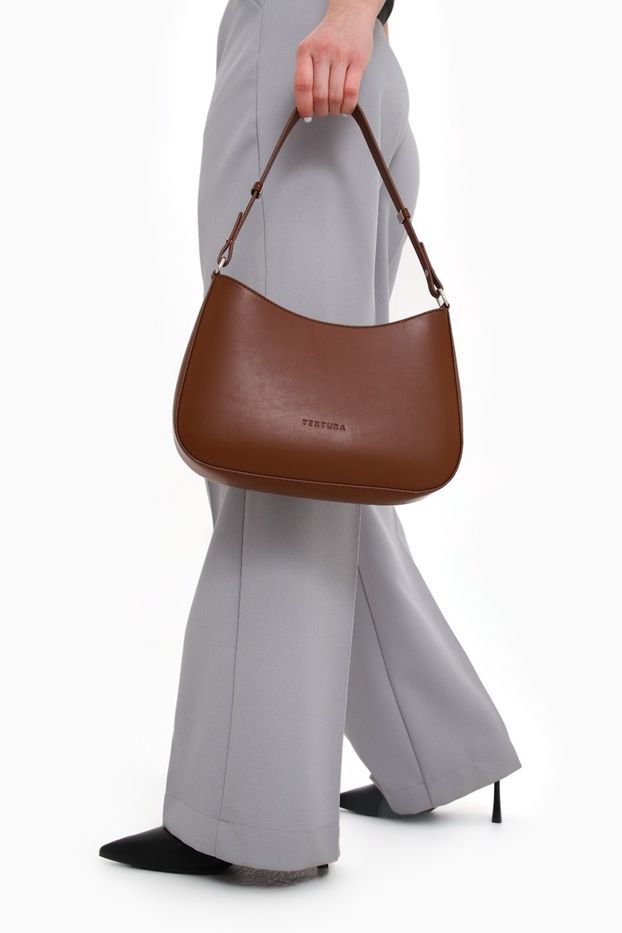 Сумка женская багет на молнии коричневого цвета Textura