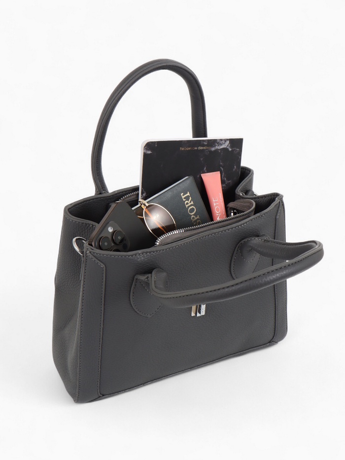 Сумка женская тоут тёмно-серая на молнии Textura(фото6)