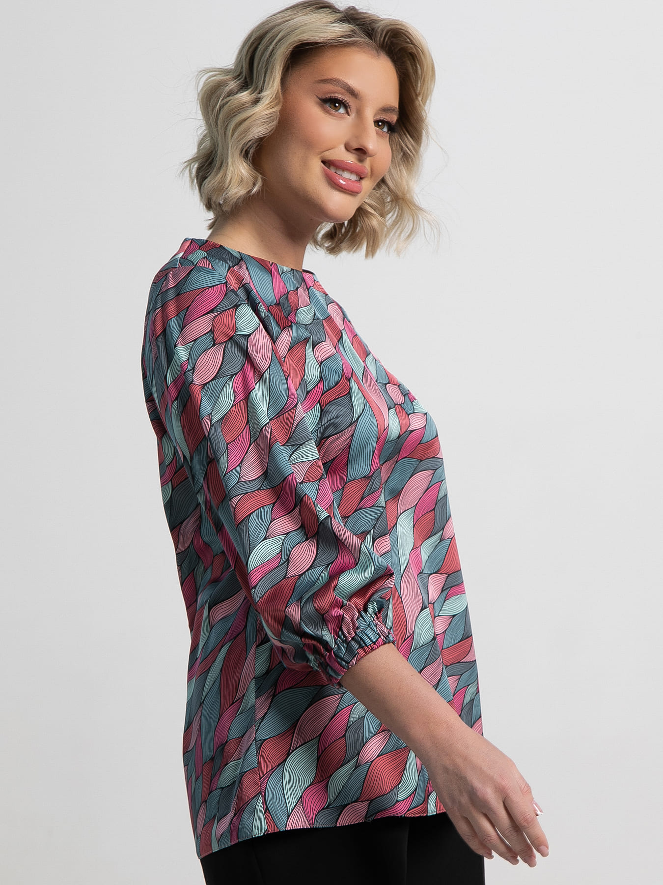 Блузка атласная с принтом LT collection(фото7)