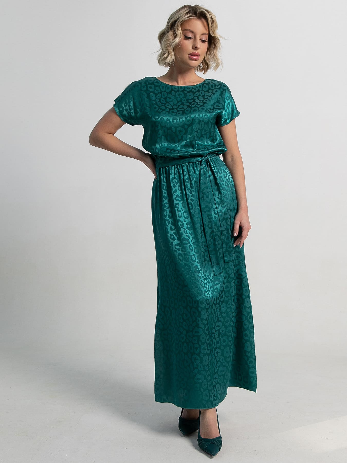 Платье шёлковое длинное изумрудного цвета LT collection(фото3)