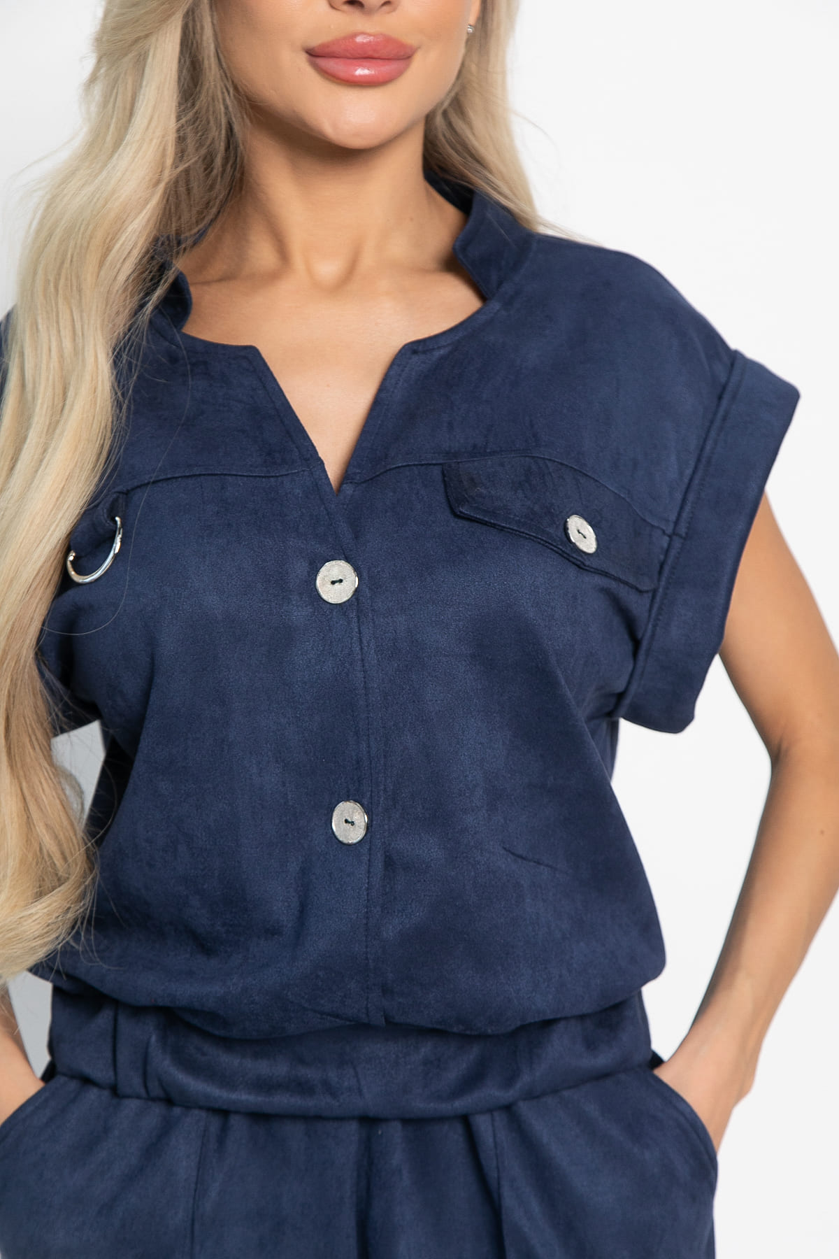 Жилет замшевый синего цвета LT collection(фото5)