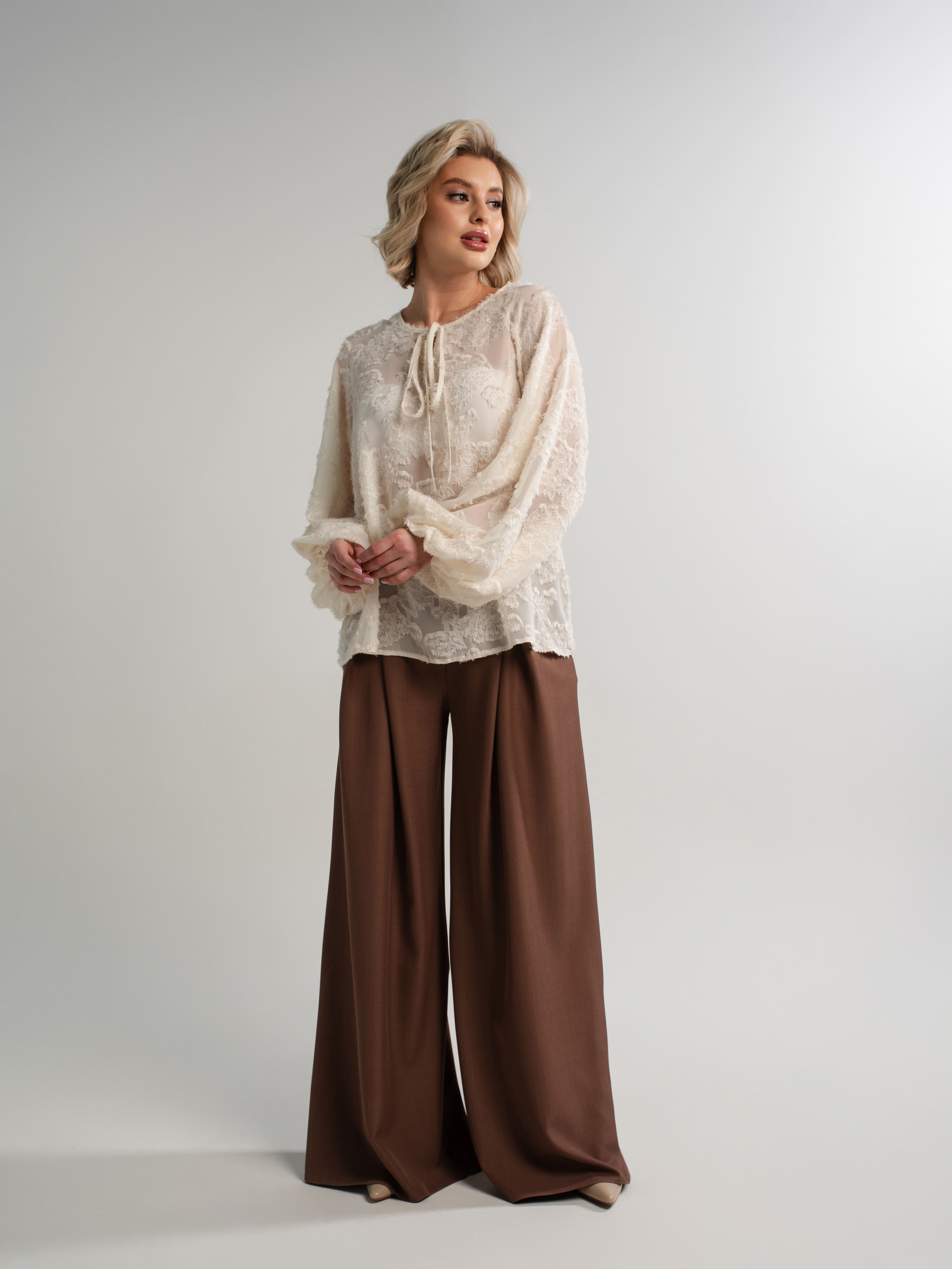 Брюки-палаццо классические в коричневом цвете LT collection(фото2)