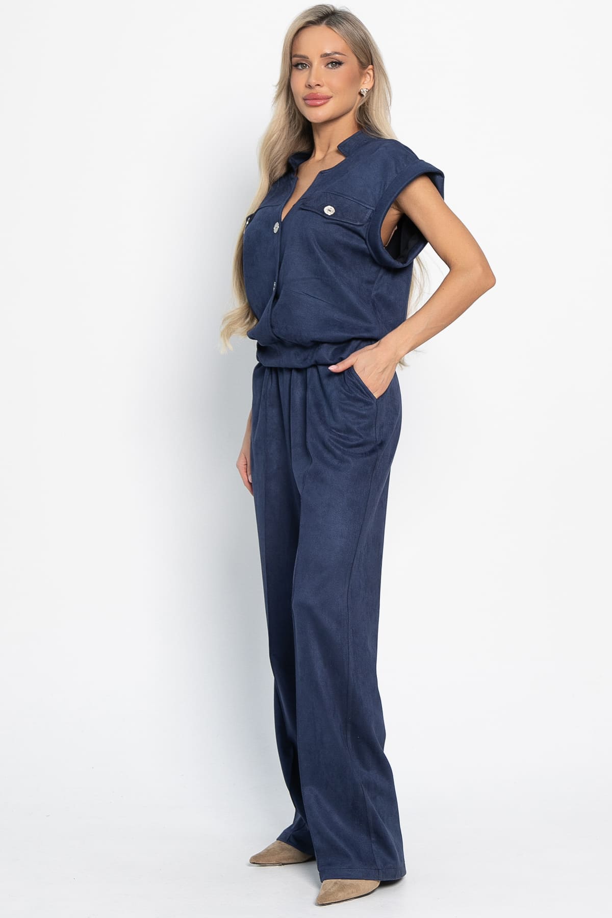 Жилет замшевый синего цвета LT collection(фото4)