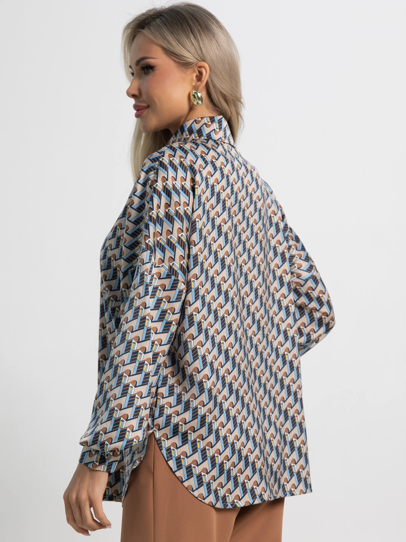 Блузка бежевая с интересным принтом LT collection(фото7)