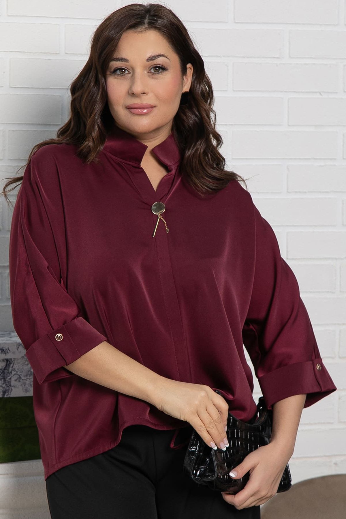 Блузка с рукавами 3/4 в бордовом цвете LT collection