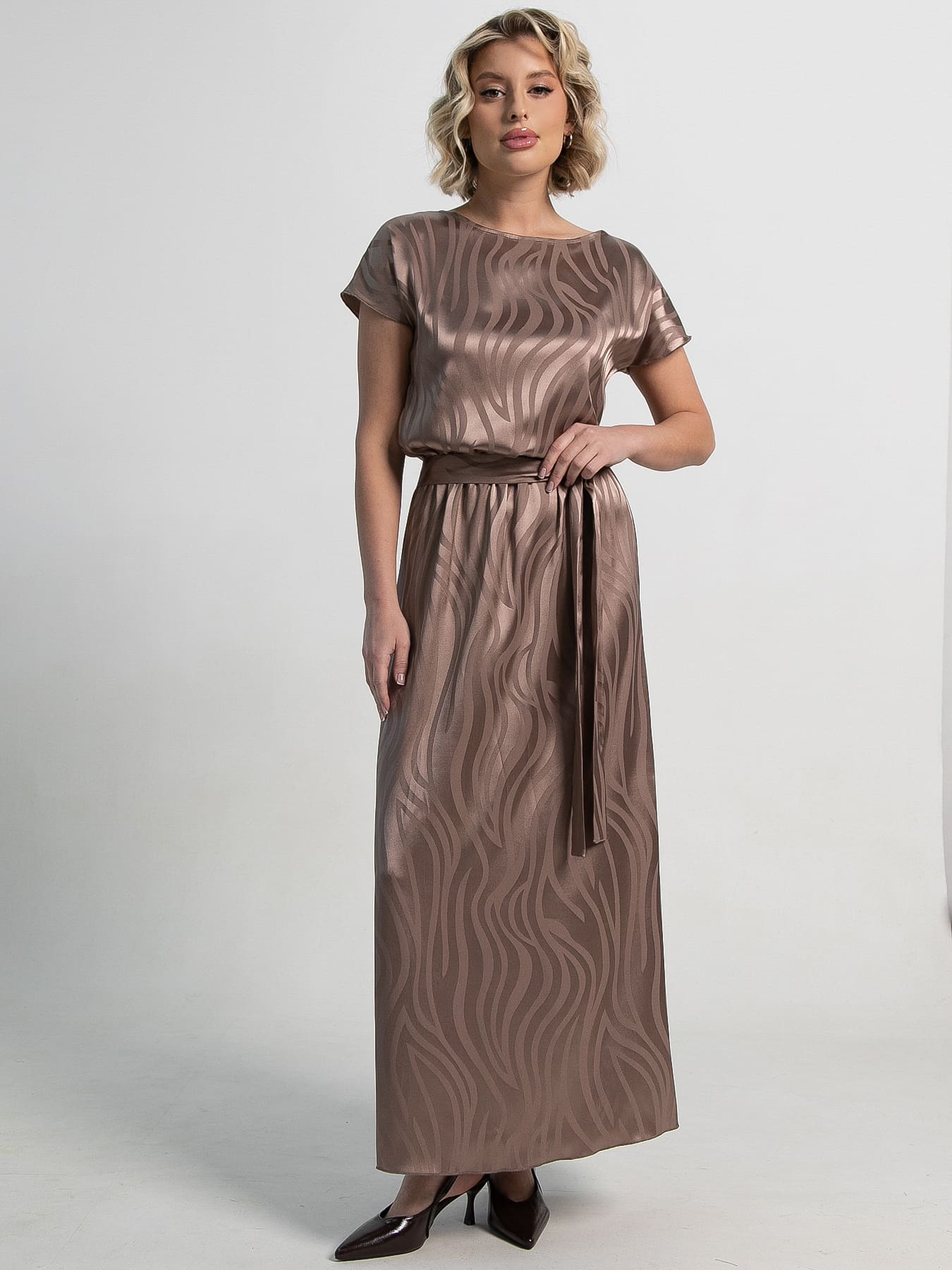 Платье шёлковое длинное коричневого цвета LT collection(фото5)