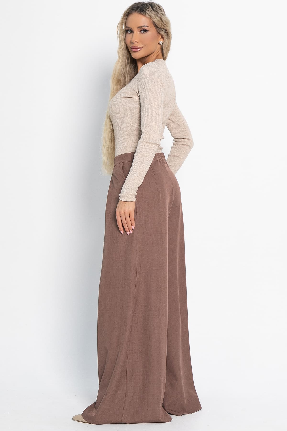 Брюки-палаццо классические в коричневом цвете LT collection(фото6)