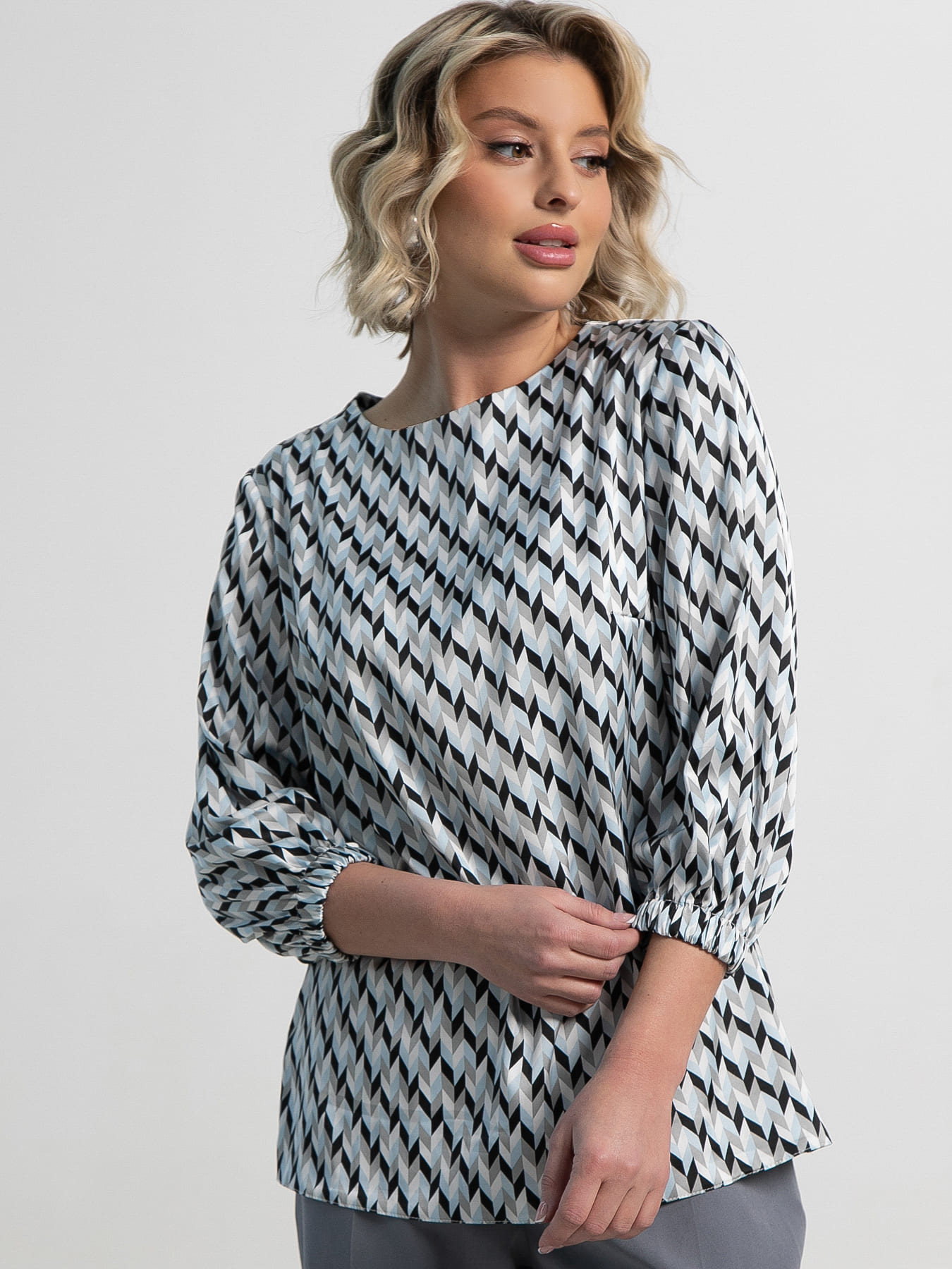 Блузка атласная с принтом LT collection(фото6)