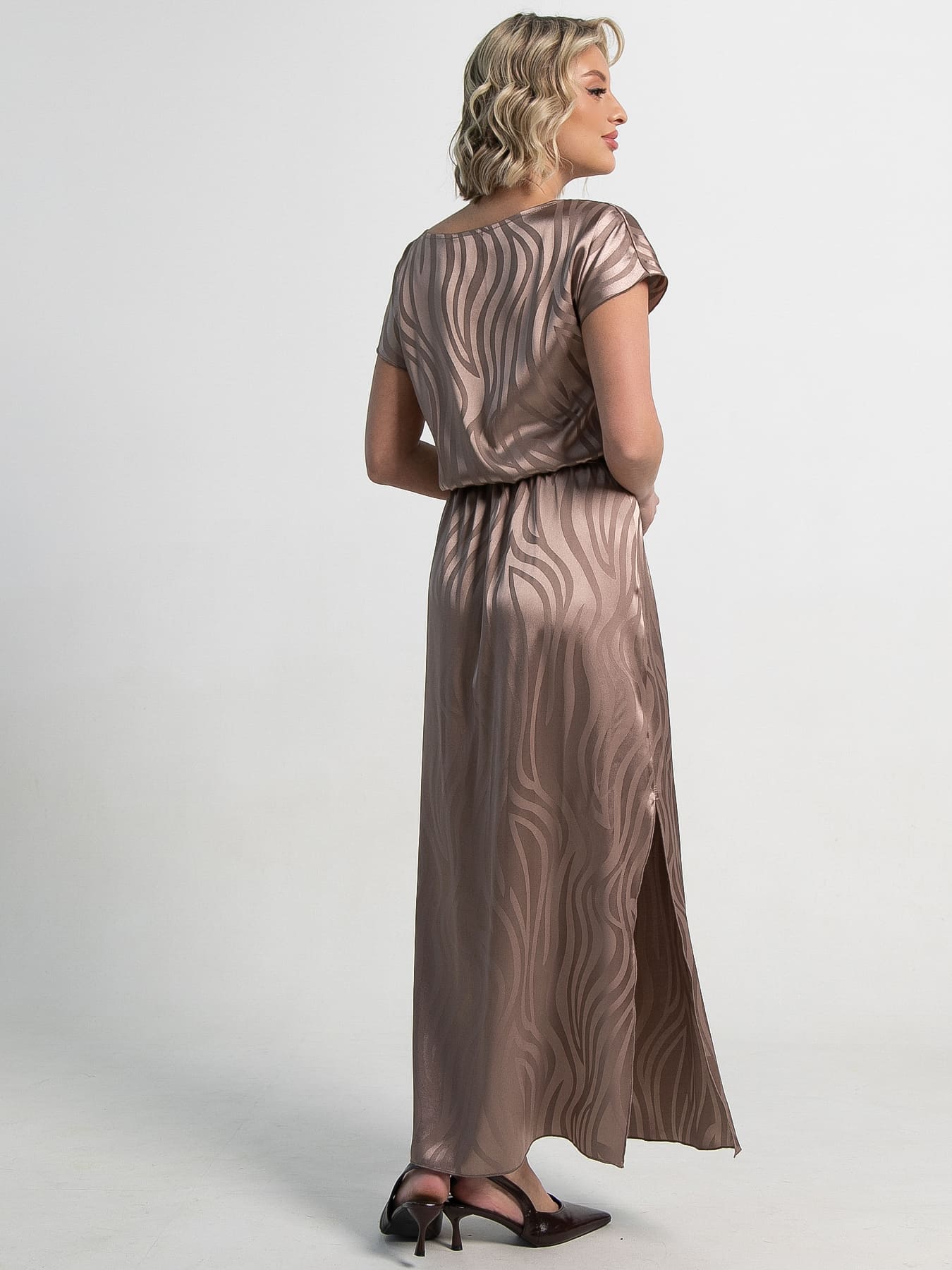 Платье шёлковое длинное коричневого цвета LT collection(фото6)